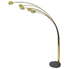 Mid-Century Modern Five Armed Arc Floor Lamp by Harvey Guzzini, Italy, 1960s