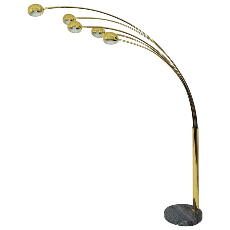 MidCentury Modern Five Armed Arc Floor Lamp by Harvey Guzzini, Italy