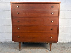 Mid-Century Modern Five-Drawer Walnut Dresser with Laminate Top