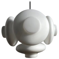 Mid-Century Modern Five Milk Glass Shade Chandelier, 1960s