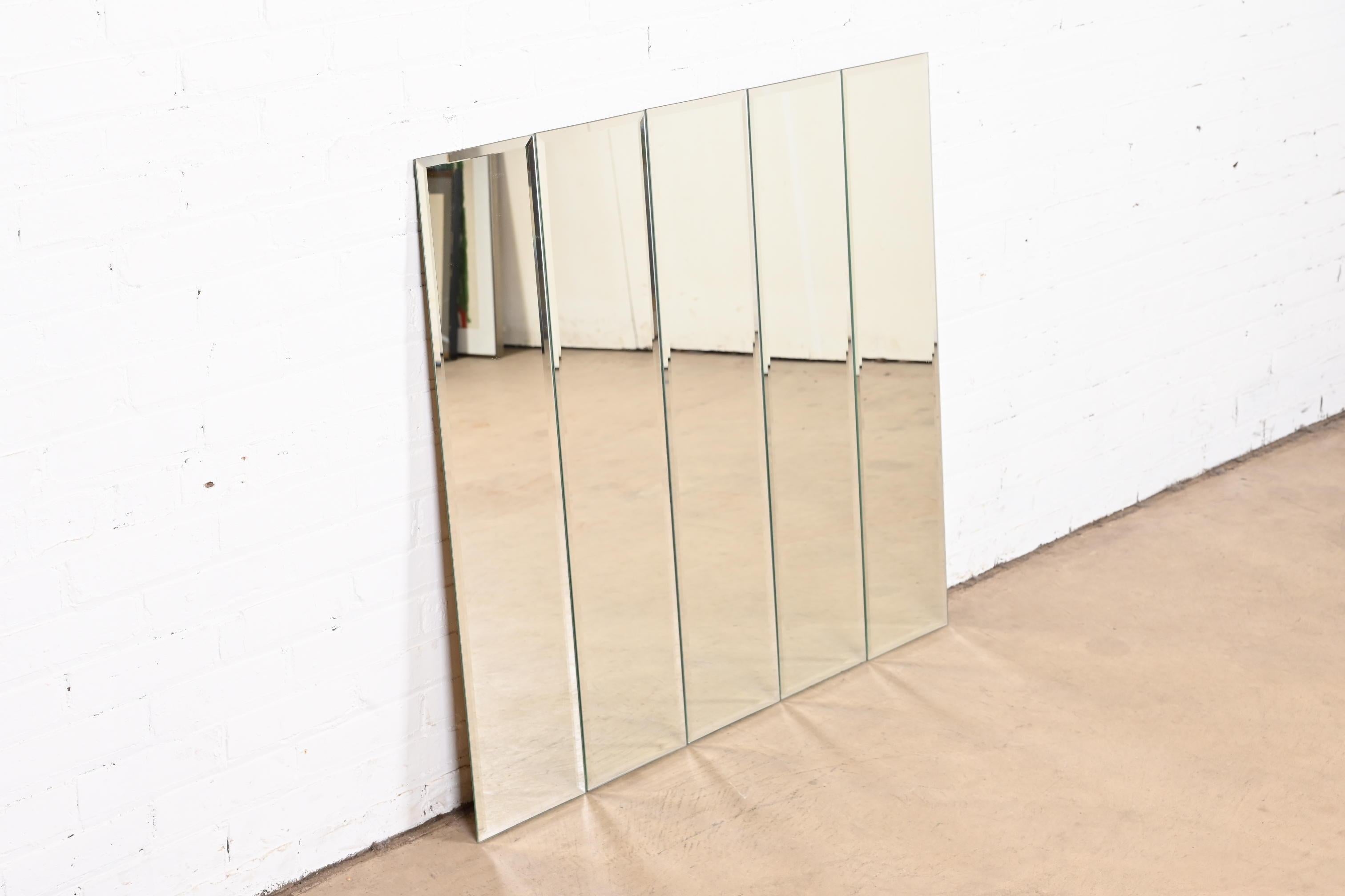 American Mid-Century Modern Five-Panel Beveled Wall Mirror, 1970s For Sale