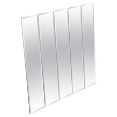 Espejo de pared biselado de cinco paneles, moderno de mediados de siglo, años 70