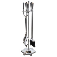 Mid-Century Modern Five-Piece Chrome Fire Place Tool Set