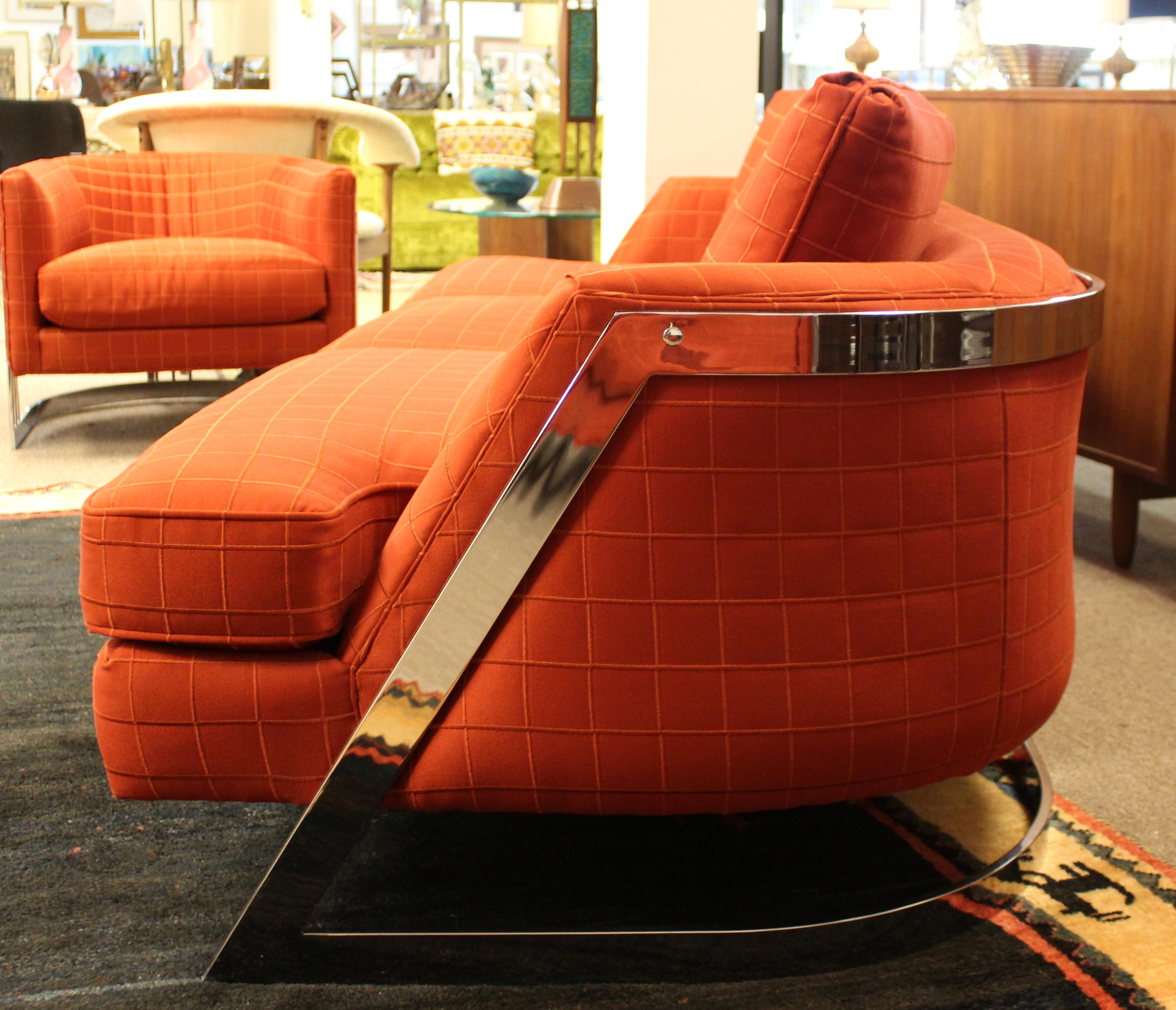 Mid-Century Modern Flair Chrome Wrapped Sofa 4 Chairs 1980s Baughman Era 7