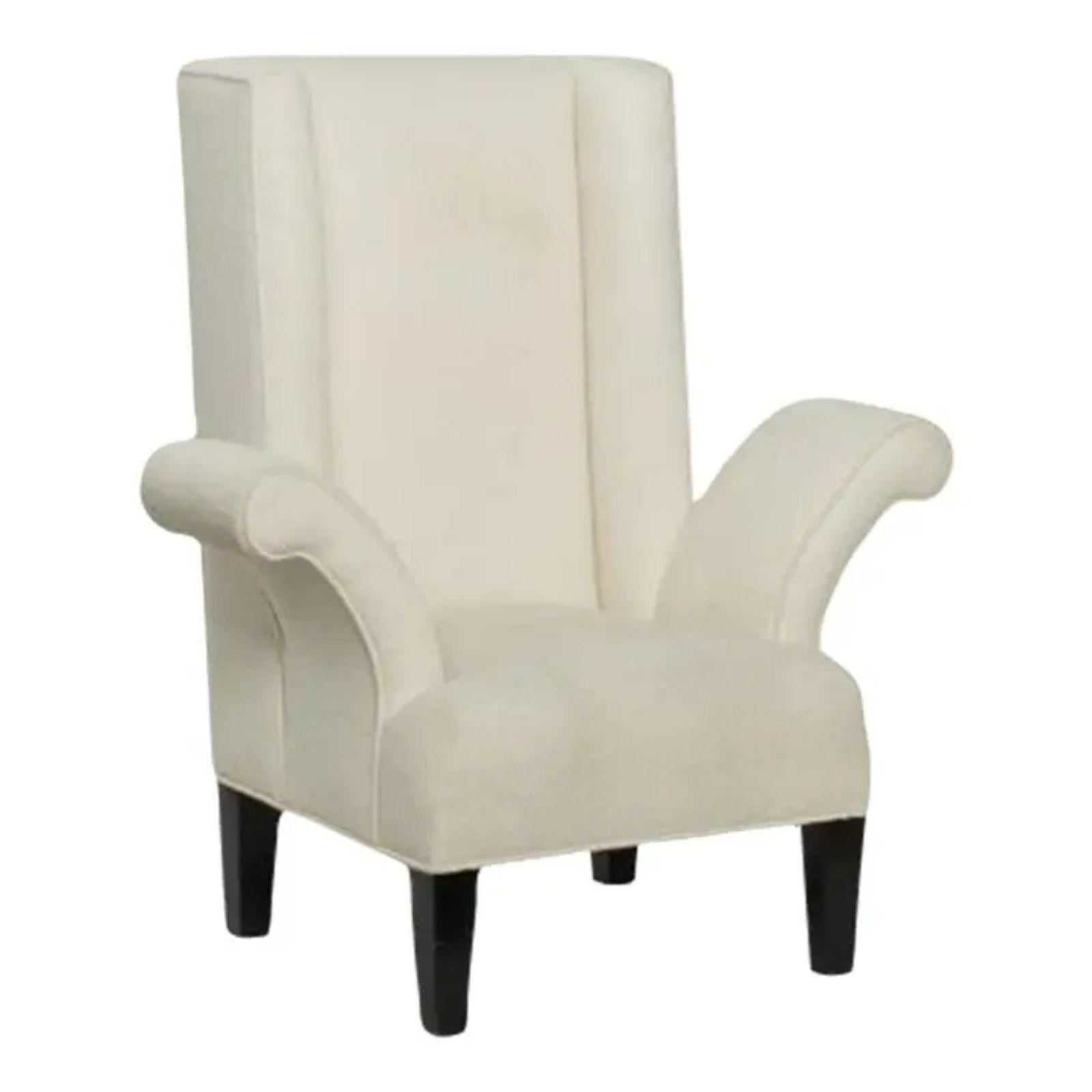 Mid Century Modern Flamboyant White Wingback Chair For Sale