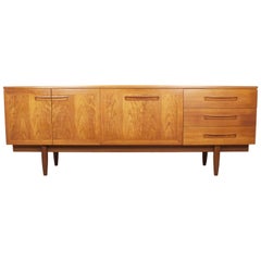 Mid-Century Modern Flame Teak Credenza, English, circa 1960