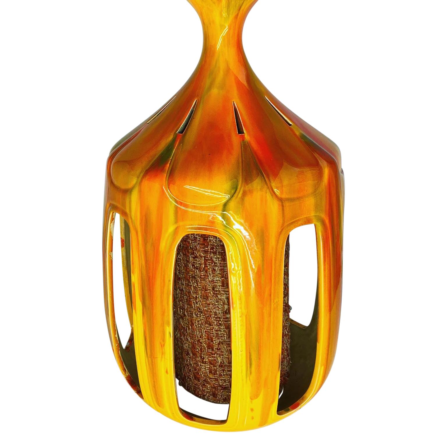 20th Century Mid-Century Modern Flaming Orange Ceramic Pendant