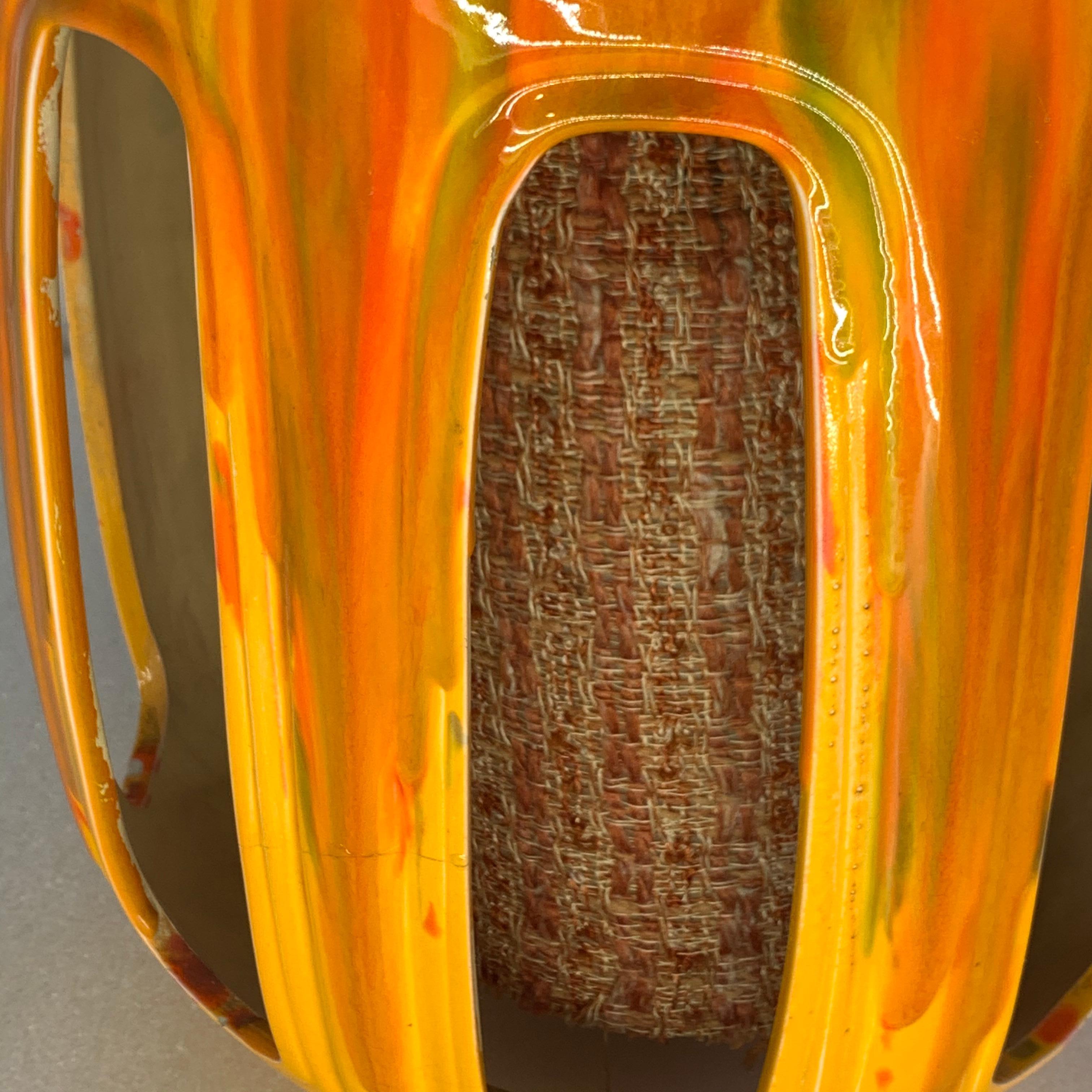 Mid-Century Modern Flaming Orange Ceramic Pendant 1