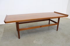 Mid-Century Modern Flared Edge Cherry Slat Wood Coffee Table