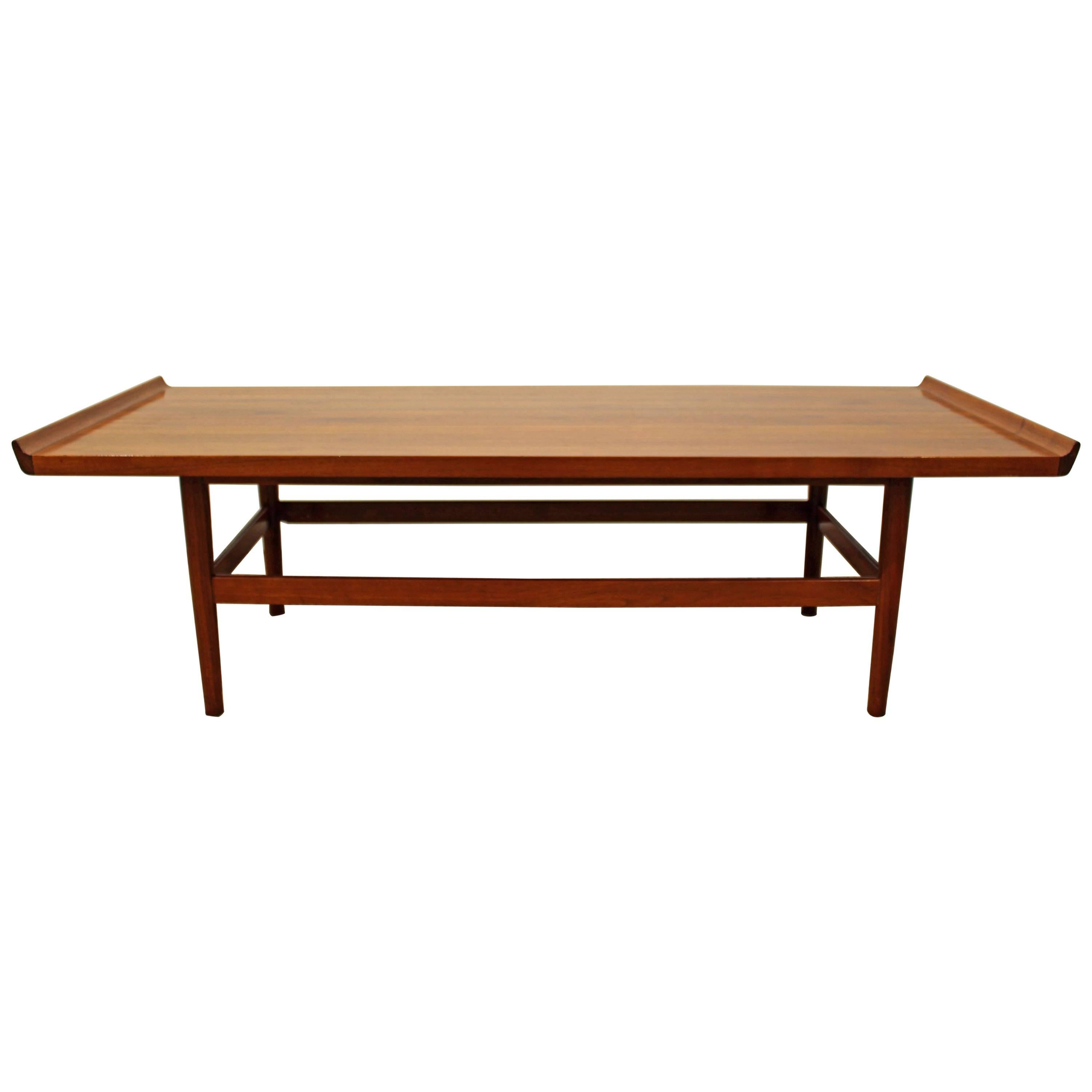 Mid-Century Modern Flared Edge Parquet Top Coffee Table