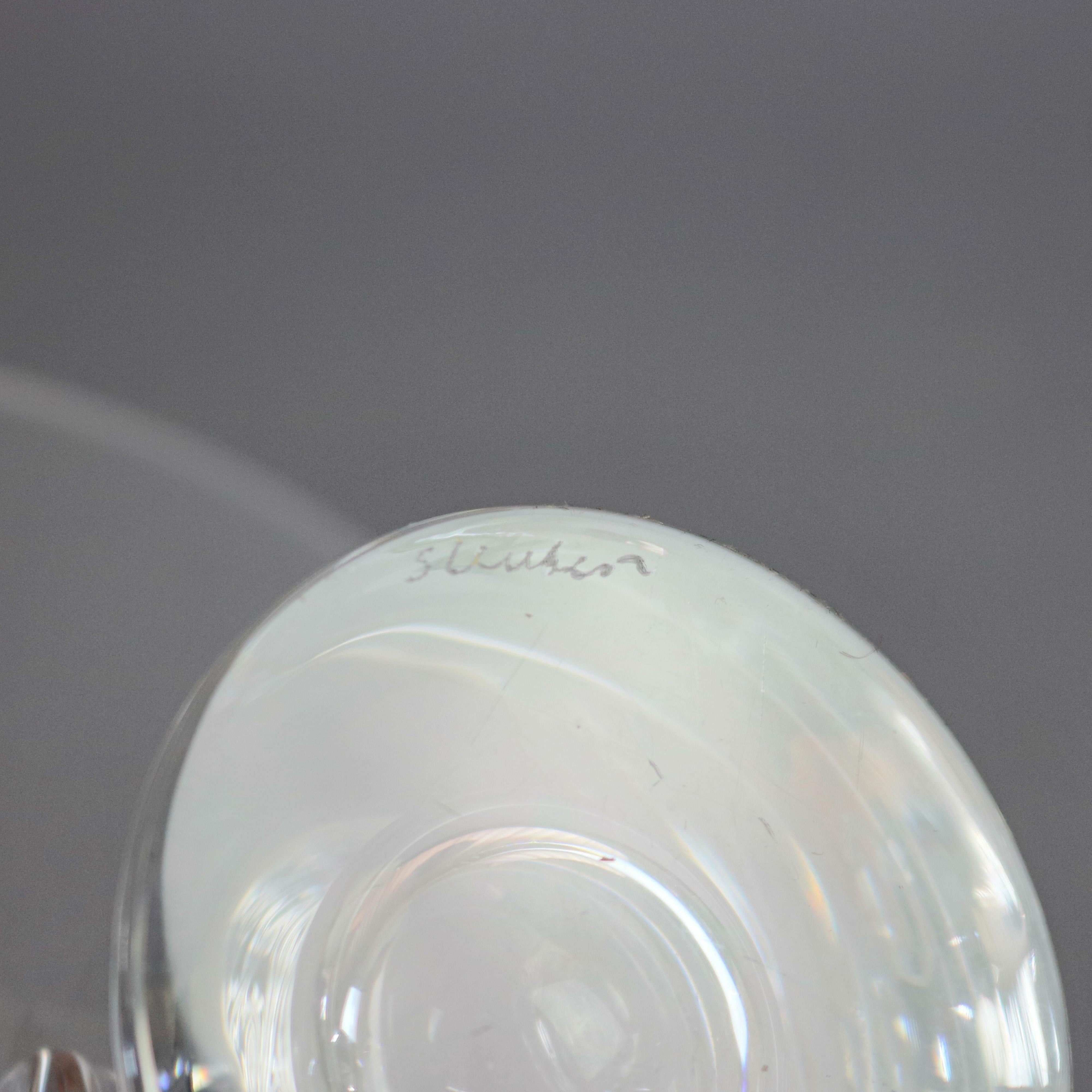 American Mid-Century Modern Flared Steuben Glass Works Signed Crystal Flared Vase