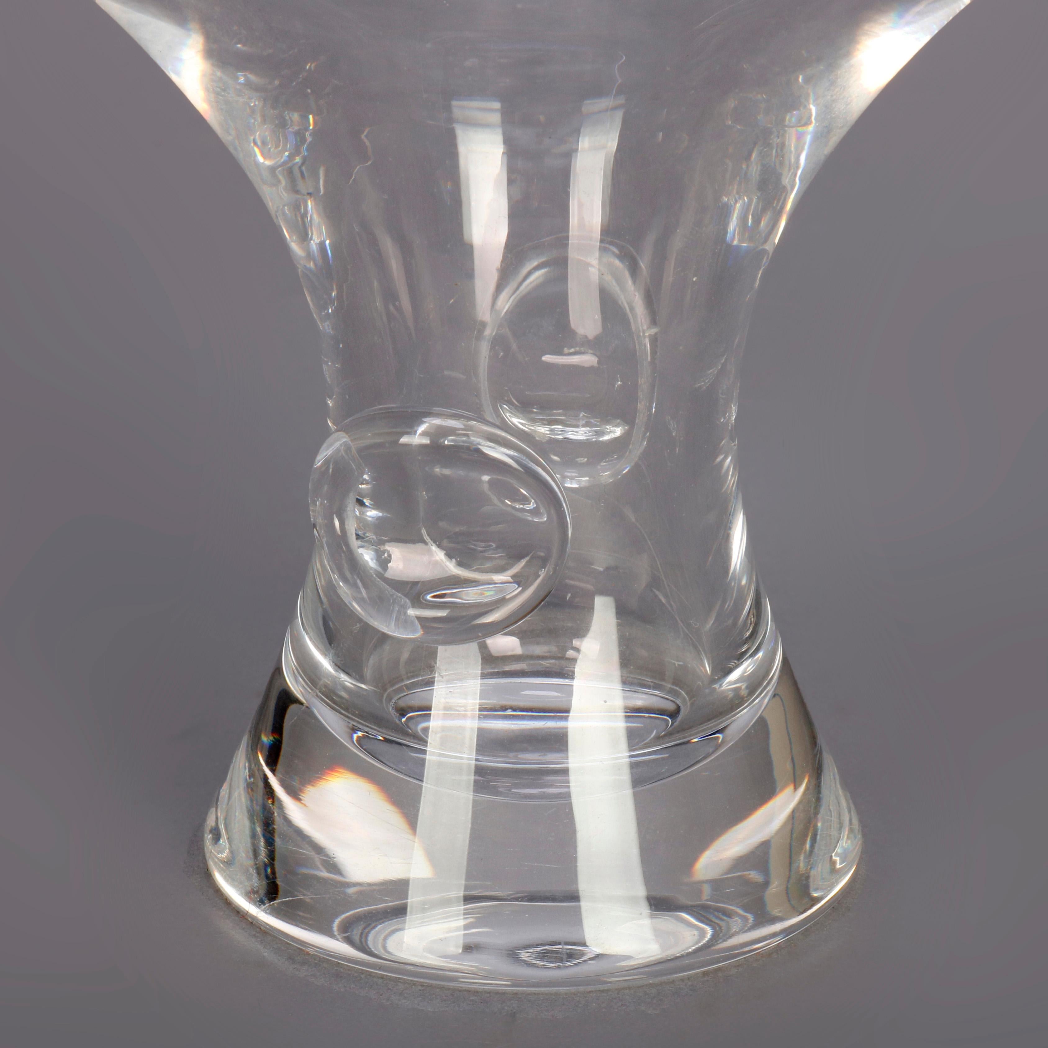 Mid-Century Modern Flared Steuben Glass Works Signed Crystal Flared Vase In Good Condition In Big Flats, NY