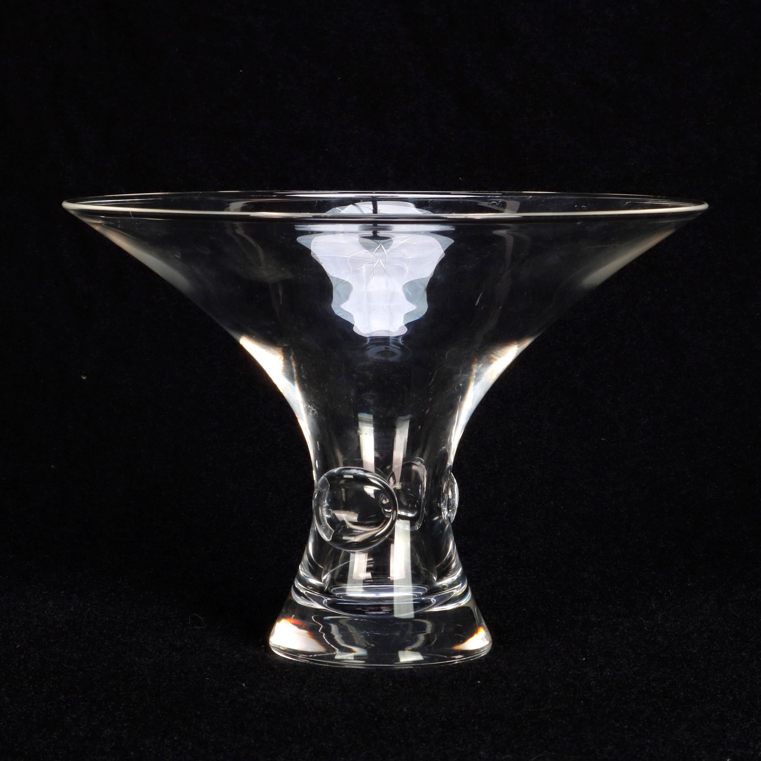 20th Century Mid-Century Modern Flared Steuben Glass Works Signed Crystal Flared Vase