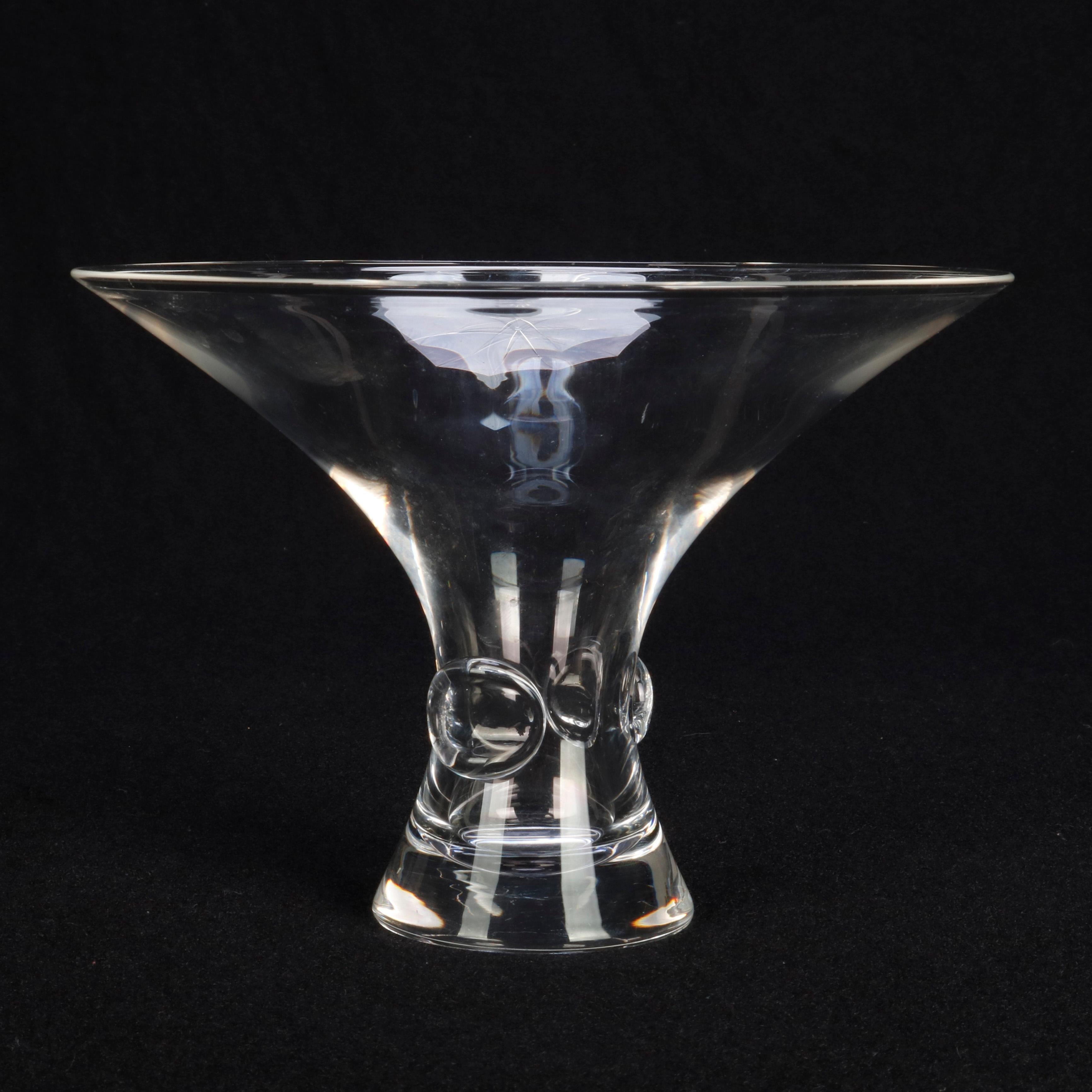Mid-Century Modern Flared Steuben Glass Works Signed Crystal Flared Vase 1