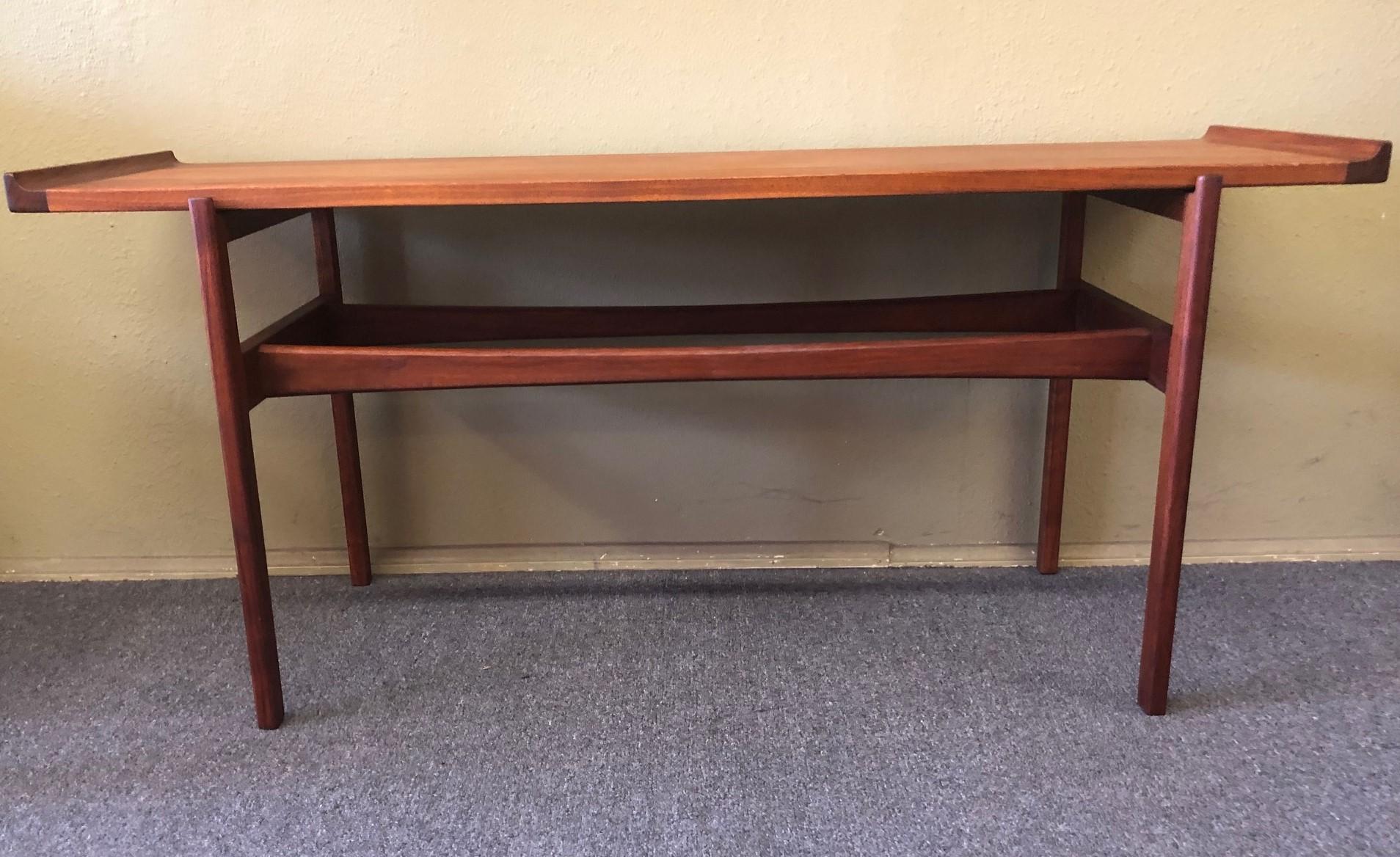 Mid-Century Modern Flared Teak Console Table by Jens Risom In Good Condition In San Diego, CA