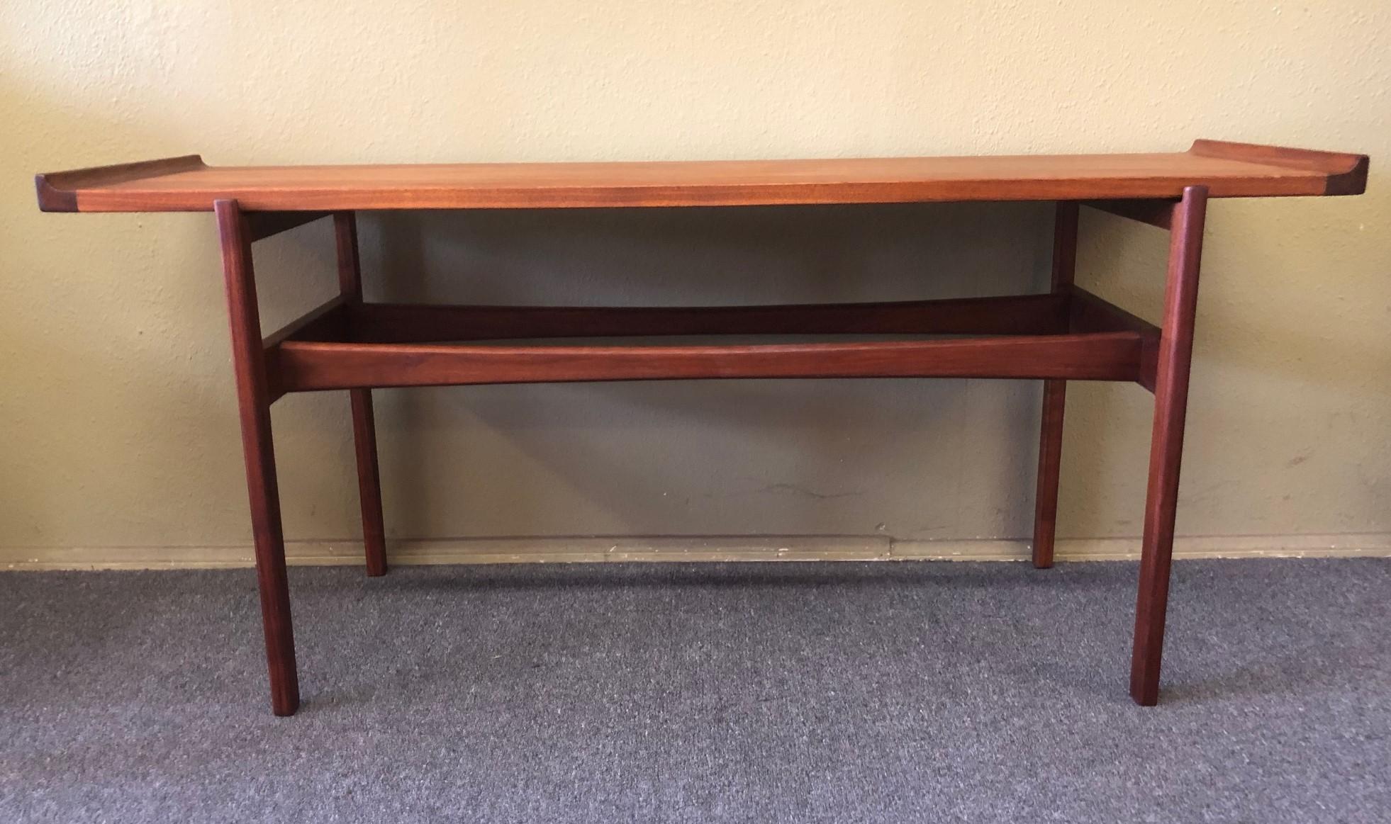 20th Century Mid-Century Modern Flared Teak Console Table by Jens Risom