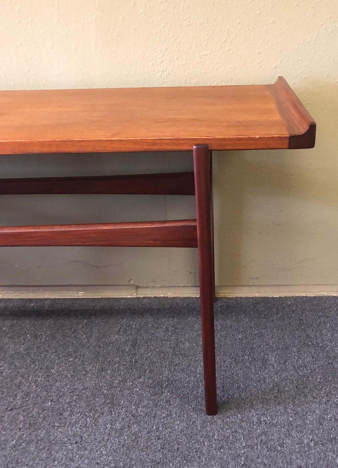 Mid-Century Modern Flared Teak Console Table by Jens Risom 1