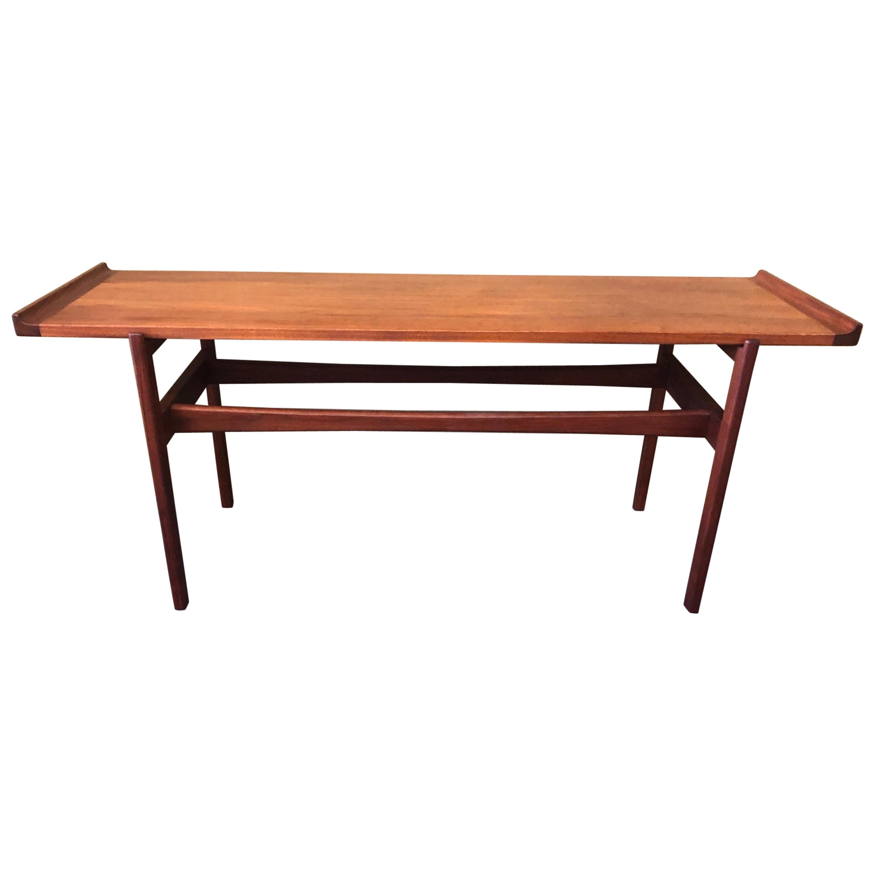 Mid-Century Modern Flared Teak Console Table by Jens Risom