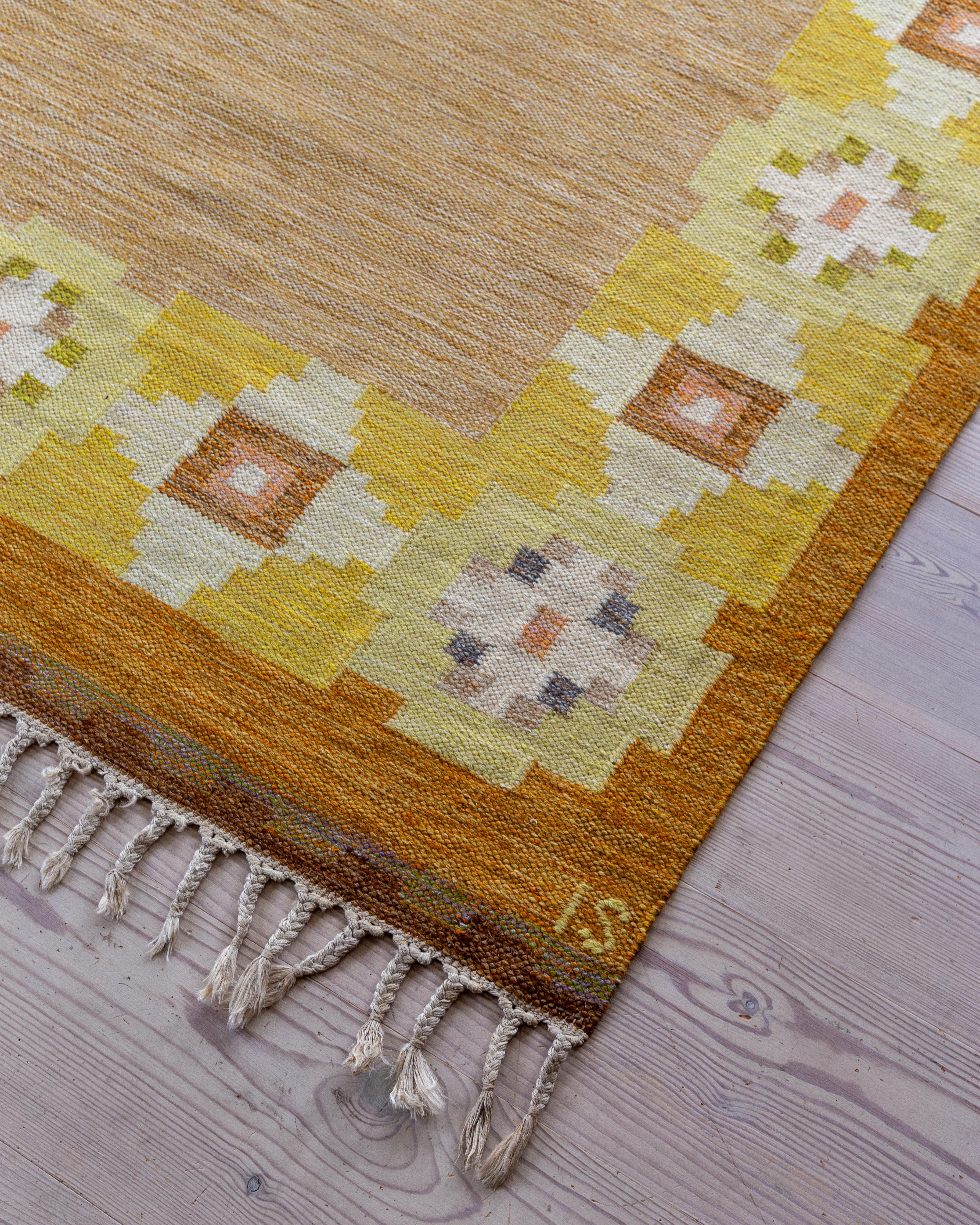 Mid-Century Modern FlatWeave Carpet by Ingegerd Silow, Sweden In Good Condition In Stockholm, SE