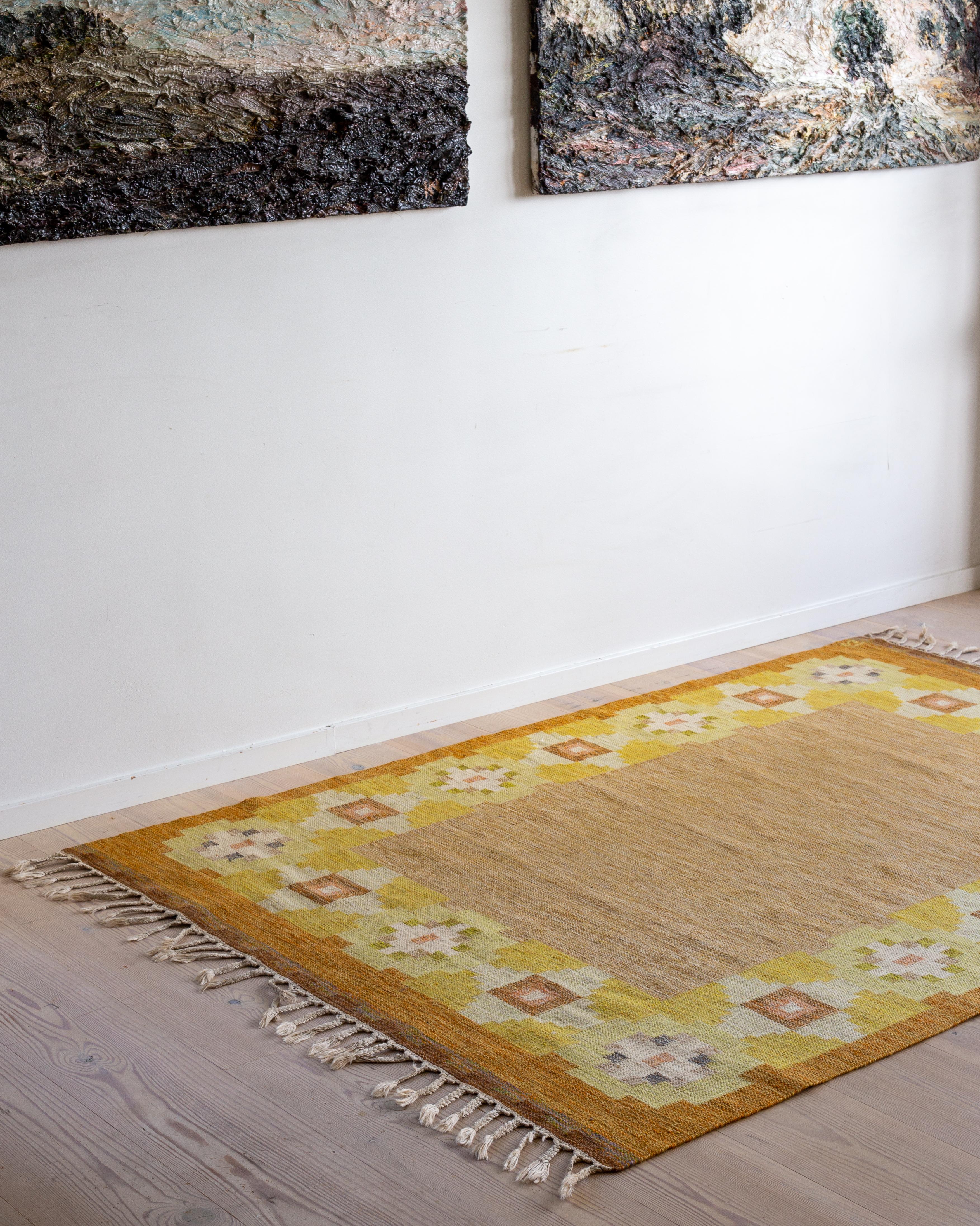 Mid-Century Modern FlatWeave Carpet by Ingegerd Silow, Sweden 1