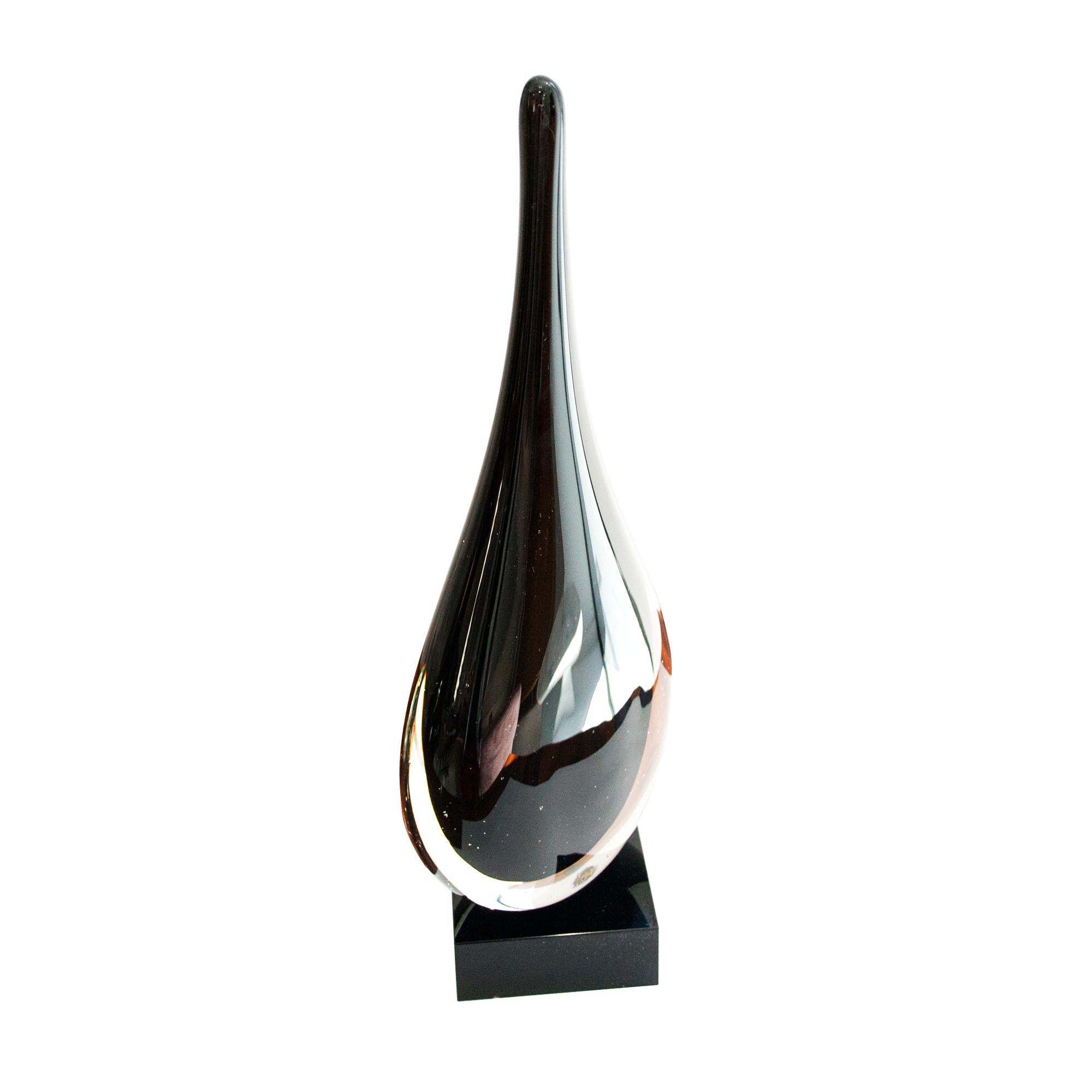 Italian Mid-Century Modern Flavio Poli Style Black Murano Glass Sculpture, Italy, 1970 For Sale