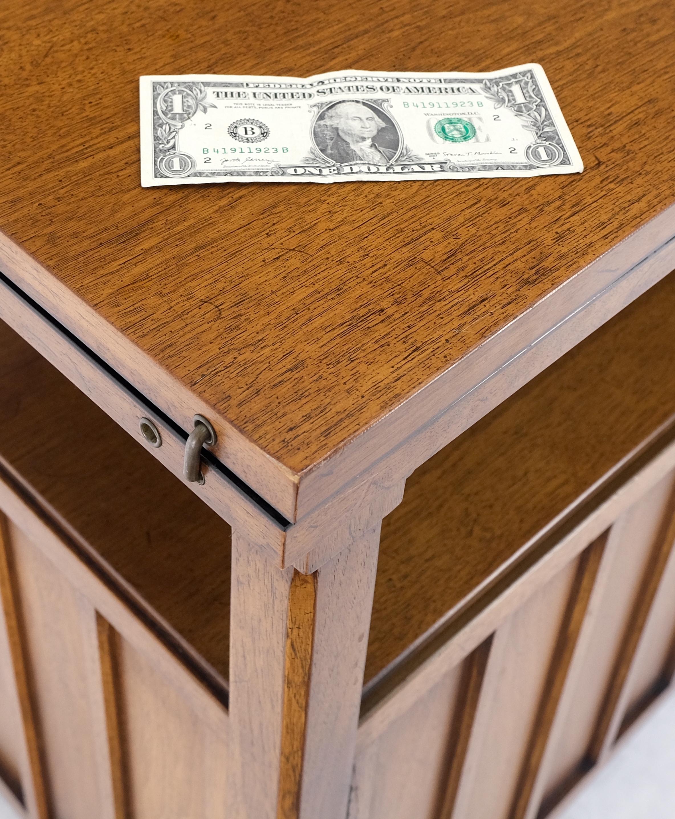 American Mid Century Modern Flip Top Black Laminate Serving Cart Bar Cabinet Wheels MINT! For Sale