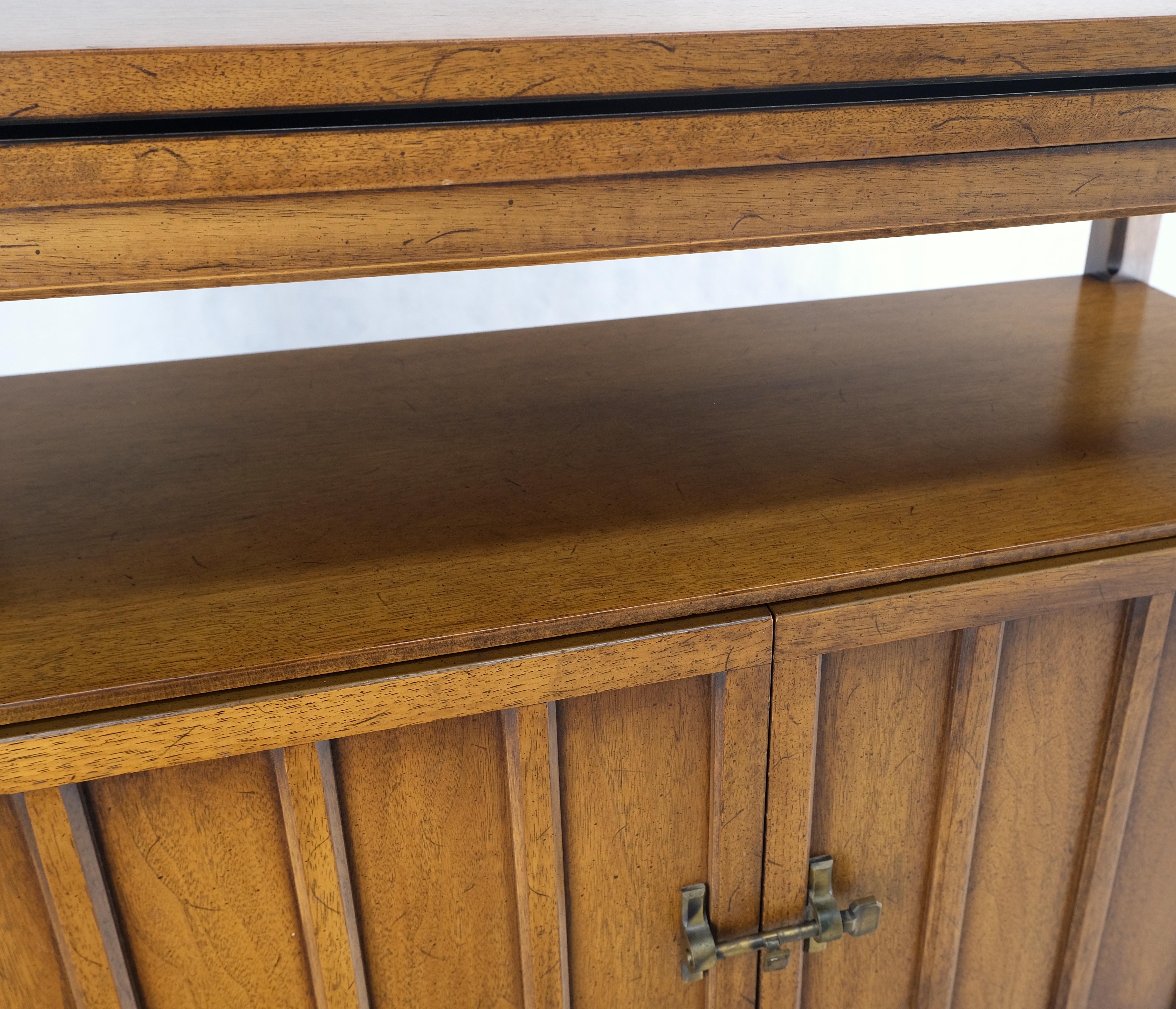 Lacquered Mid Century Modern Flip Top Black Laminate Serving Cart Bar Cabinet Wheels MINT! For Sale