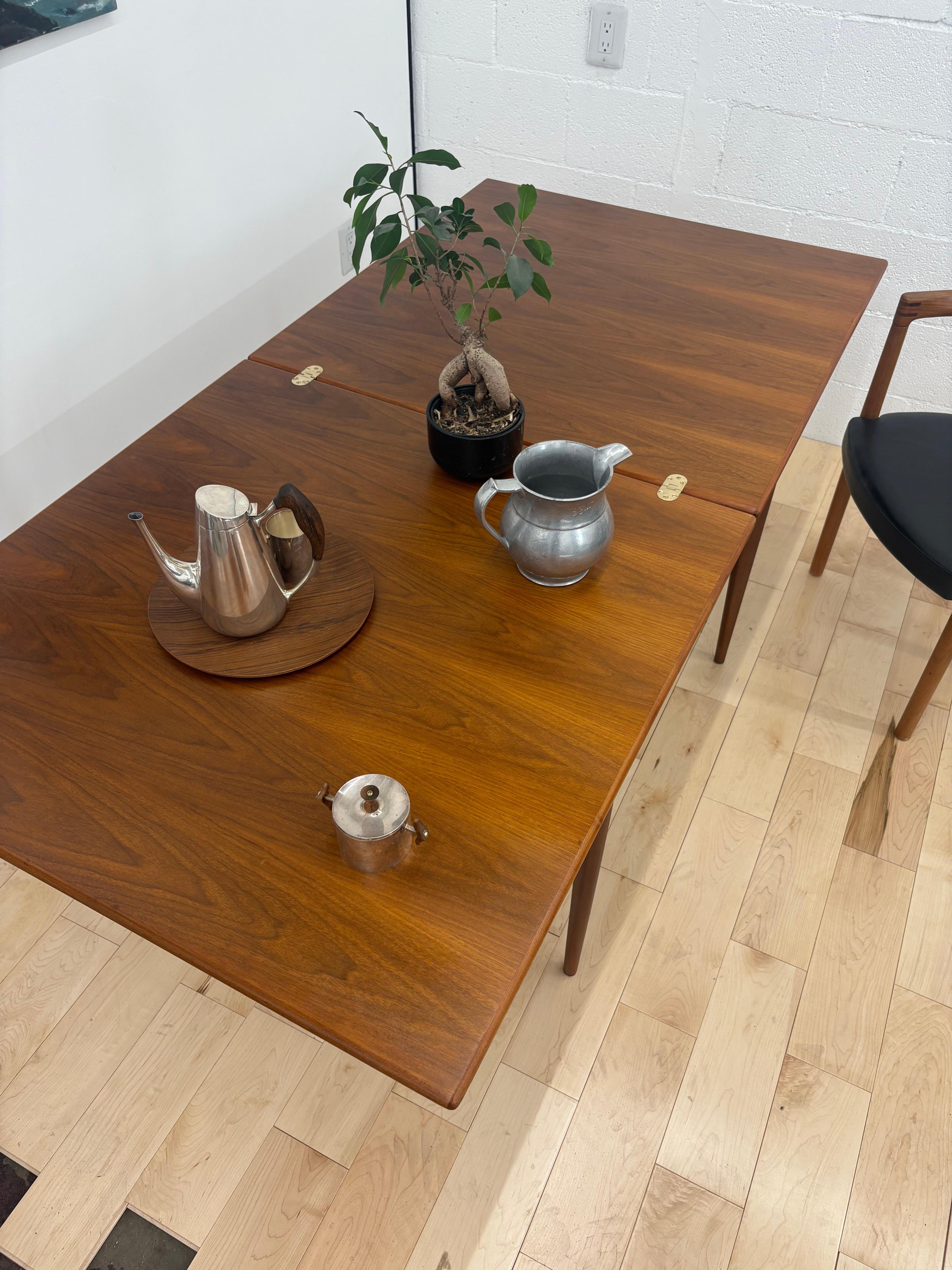 Mid Century Modern Flip Top Teak and walnut expandable Dining Table by Vetlanda 5