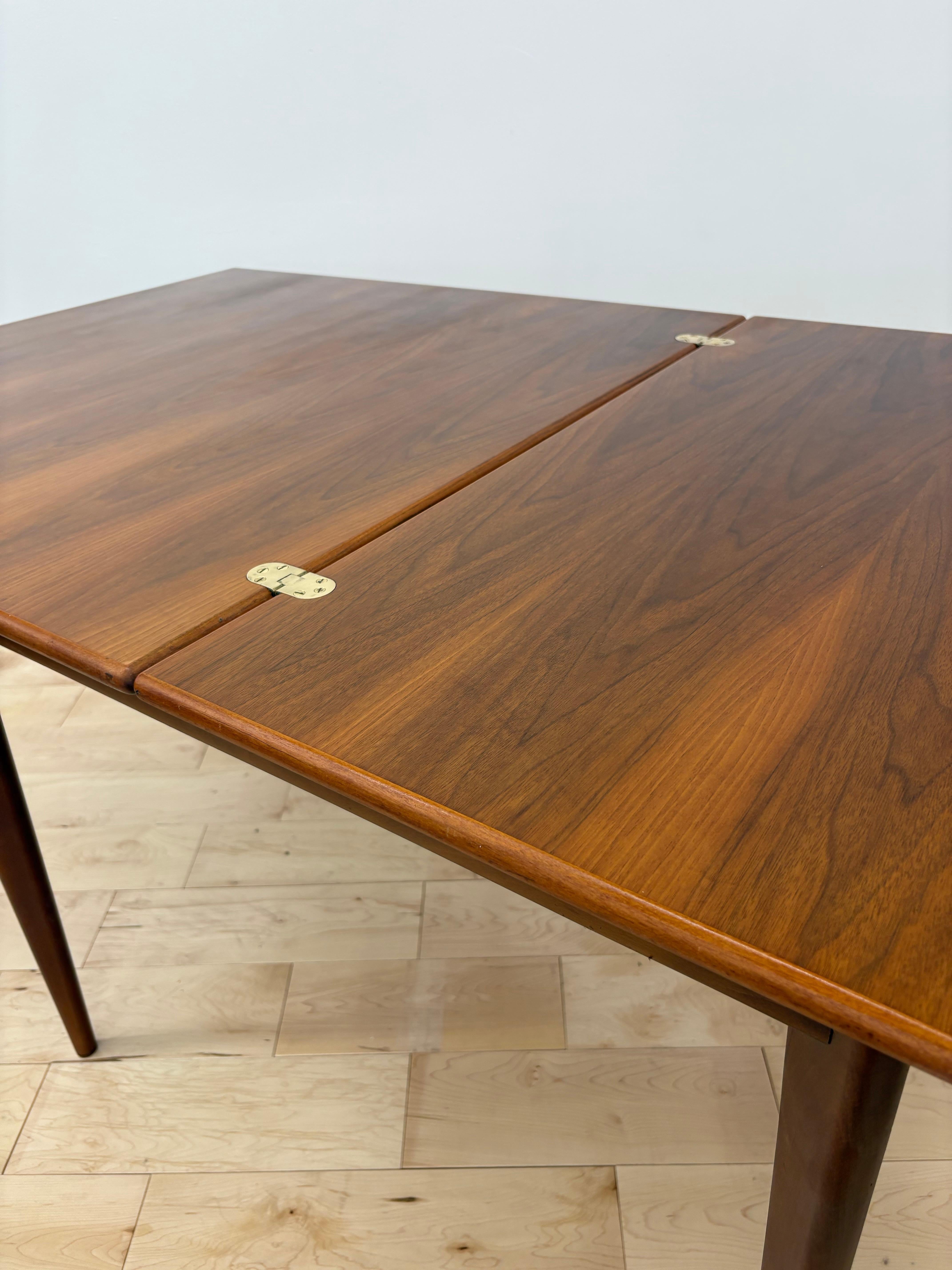 Mid Century Modern Flip Top Teak and walnut expandable Dining Table by Vetlanda 6