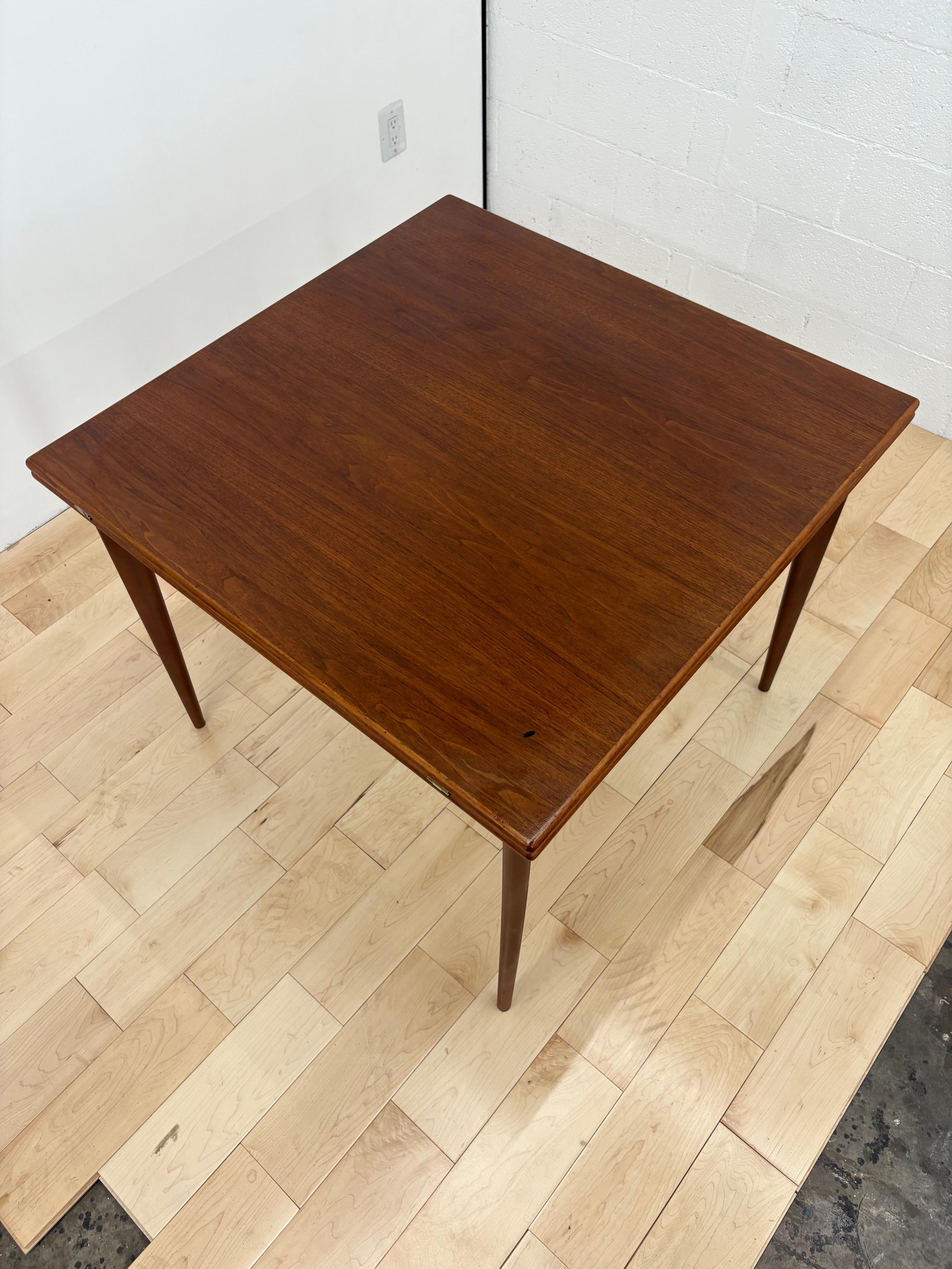 Mid Century Modern Flip Top Teak and walnut expandable Dining Table by Vetlanda 10