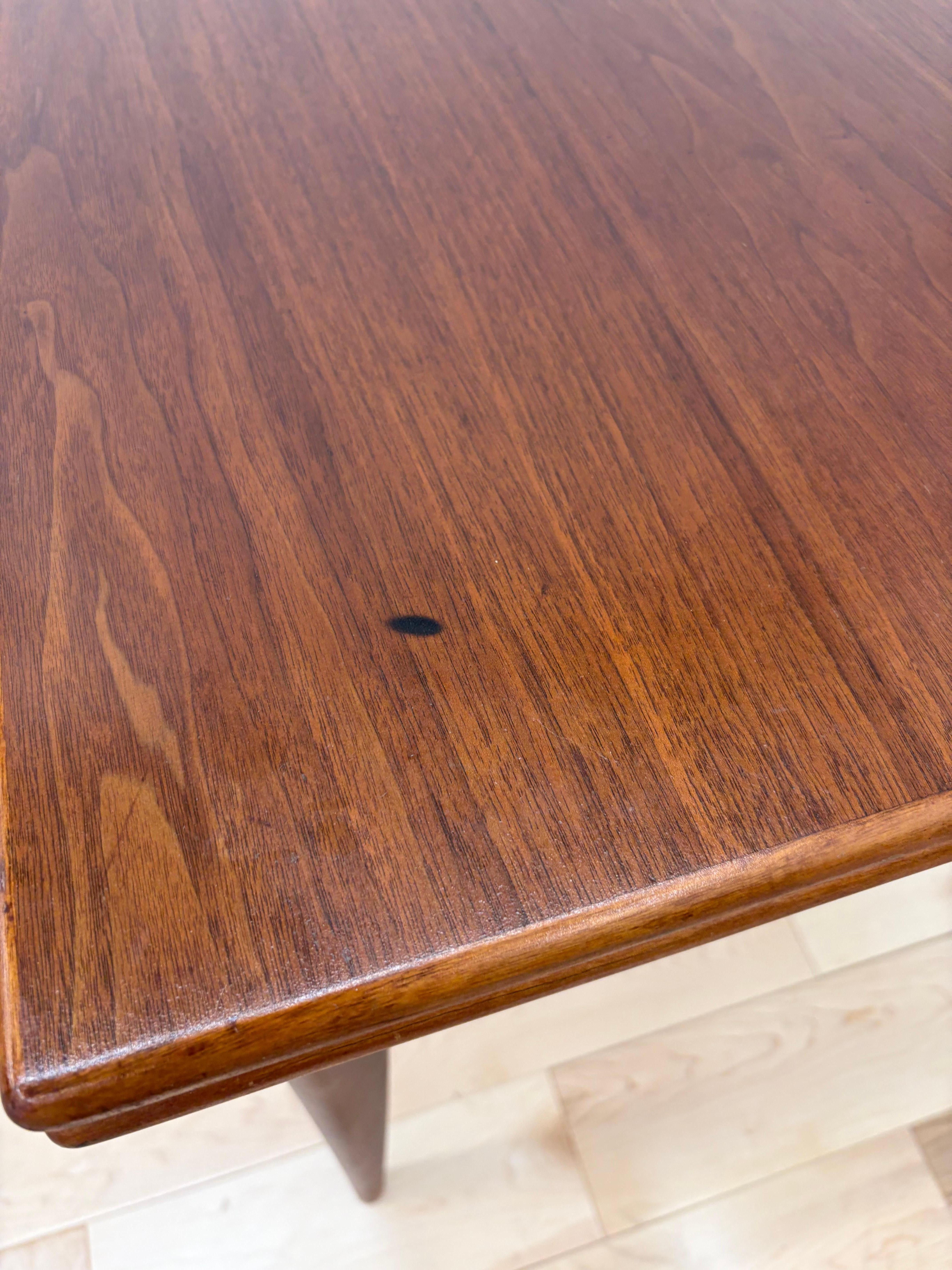 Brass Mid Century Modern Flip Top Teak and walnut expandable Dining Table by Vetlanda
