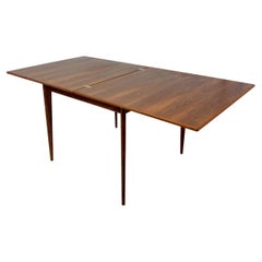 Mid Century Modern Flip Top Teak and walnut expandable Dining Table by Vetlanda