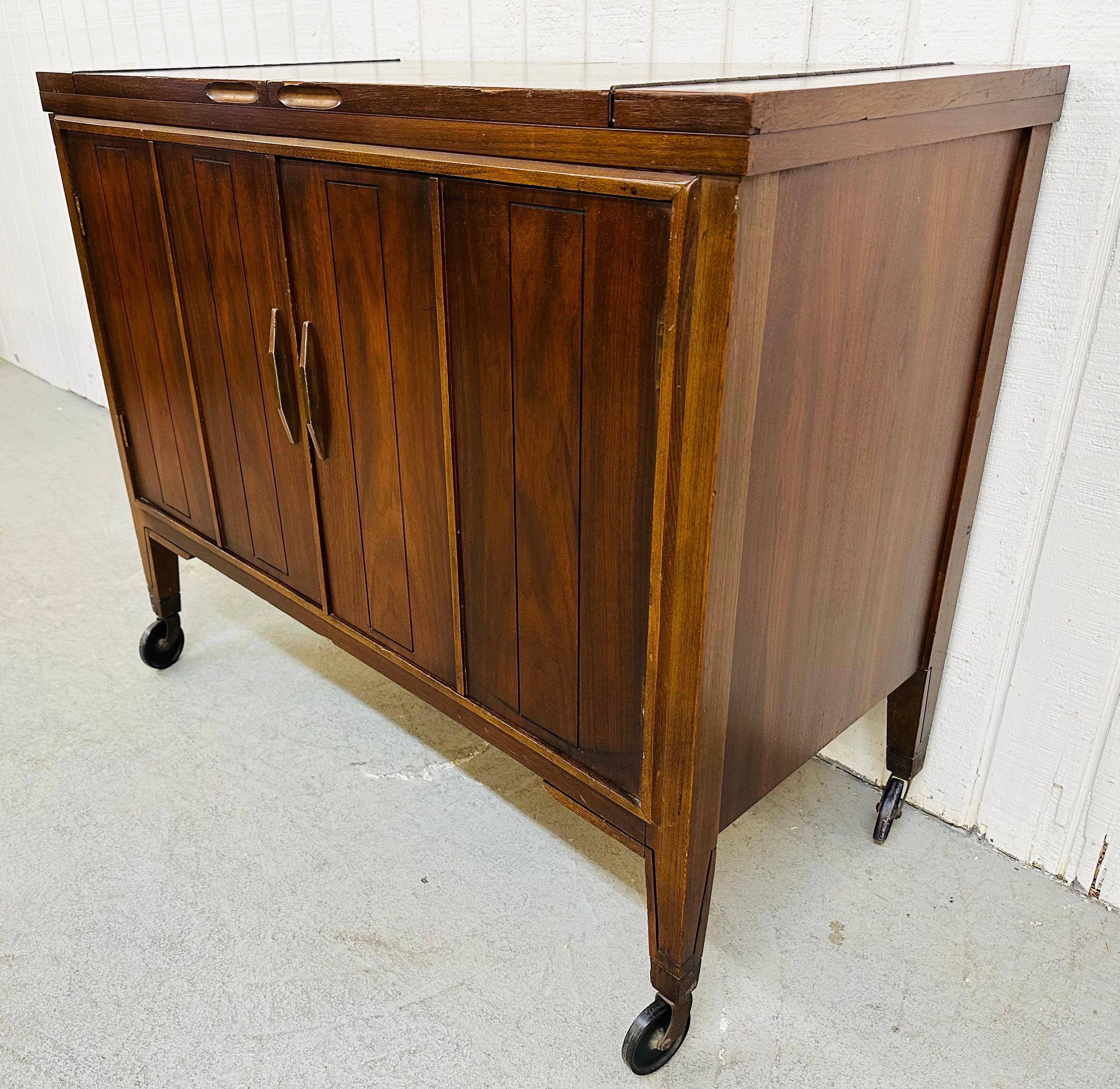 American Mid-Century Modern Flip-Top Walnut Serving Cart