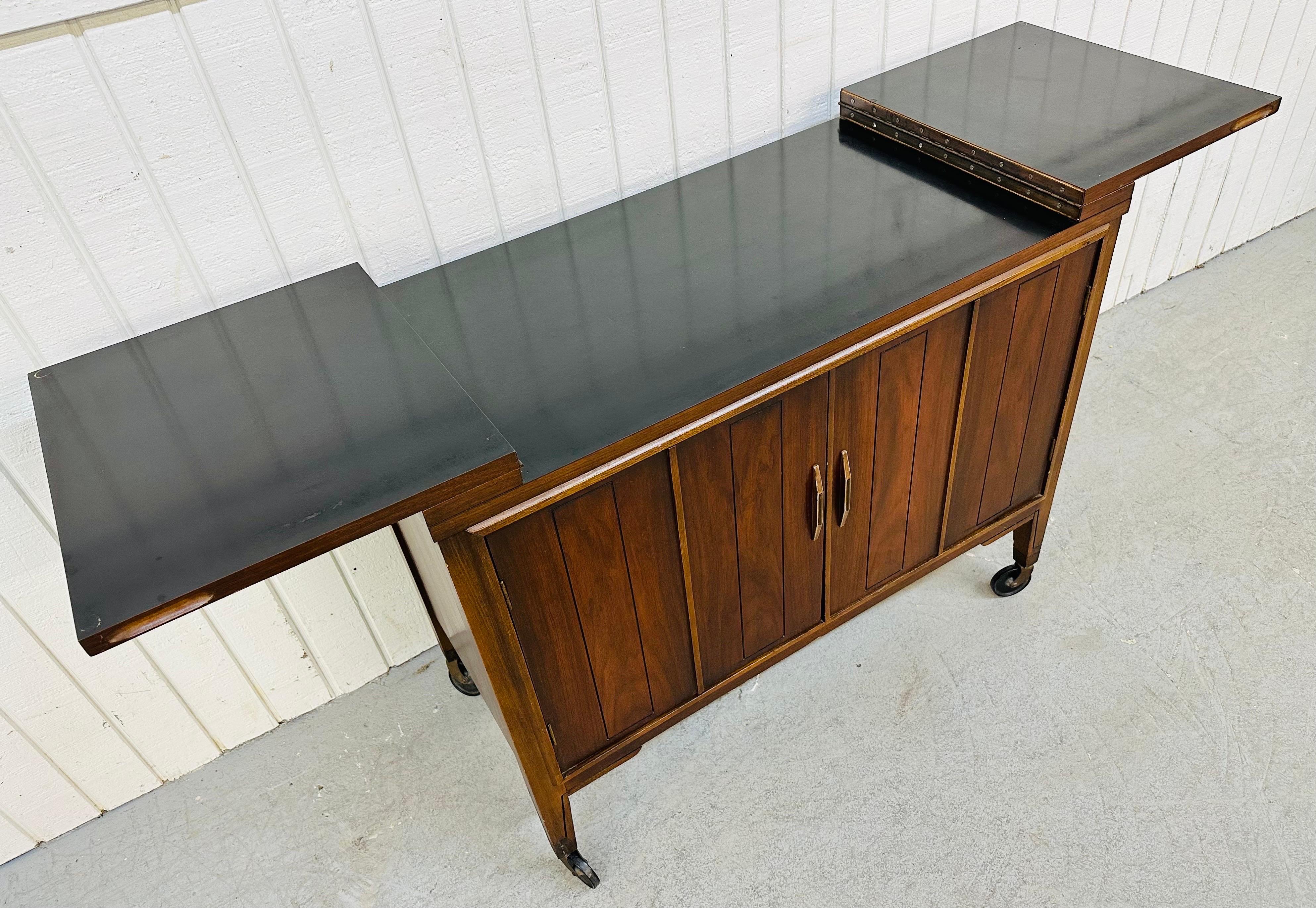 Mid-Century Modern Flip-Top Walnut Serving Cart 2