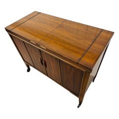 Mid-Century Modern Flip-Top Walnut Serving Cart