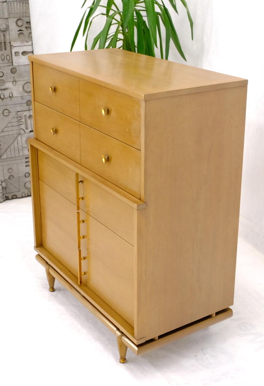 American Mid-Century Modern Floating Base 5 Drawers High Chest Dresser For Sale