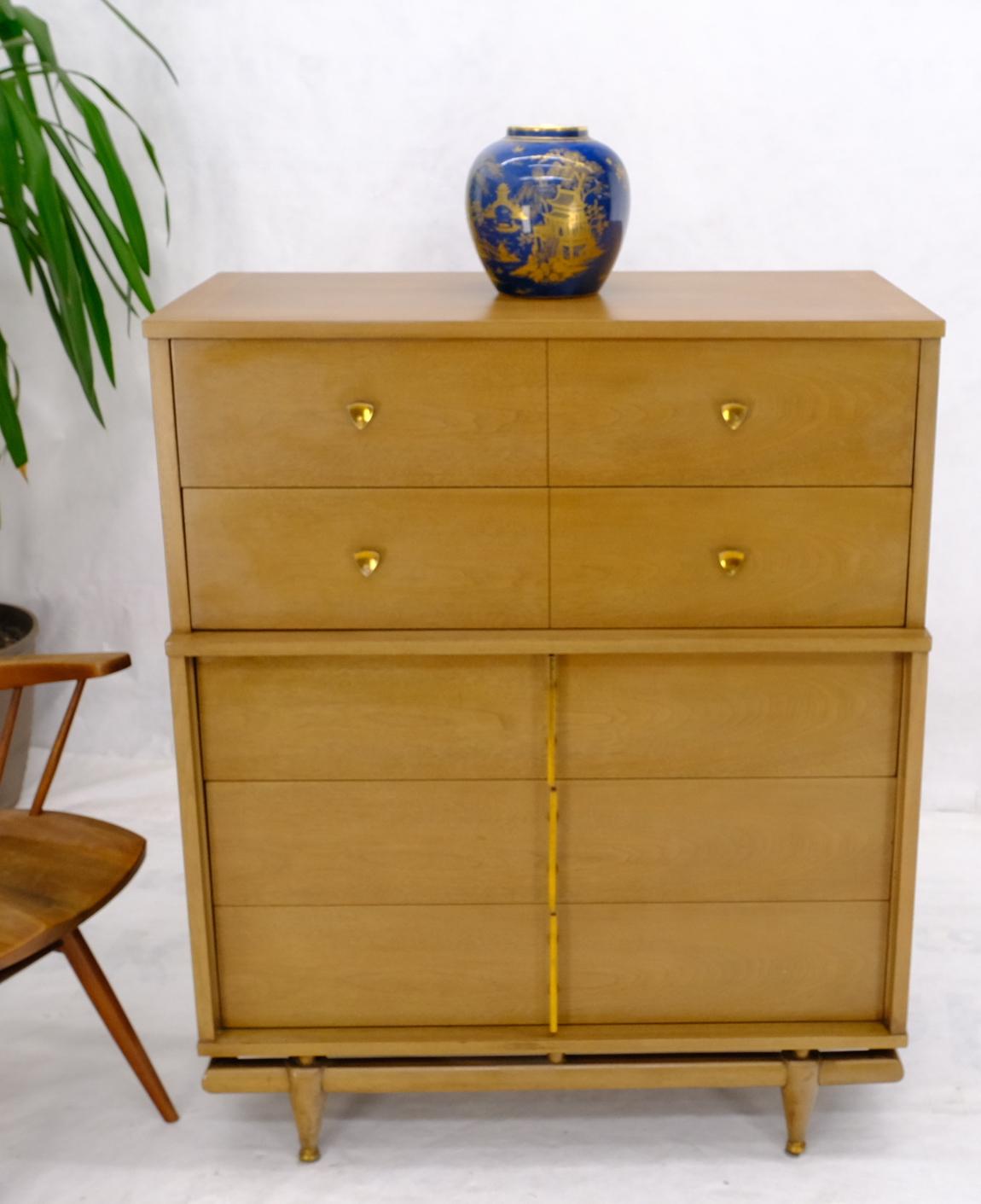 Lacquered Mid-Century Modern Floating Base 5 Drawers High Chest Dresser For Sale