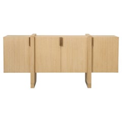 Mid-Century Modern Floating Buffet Rift-Cut Oak and Bronze in Any Size or Finish