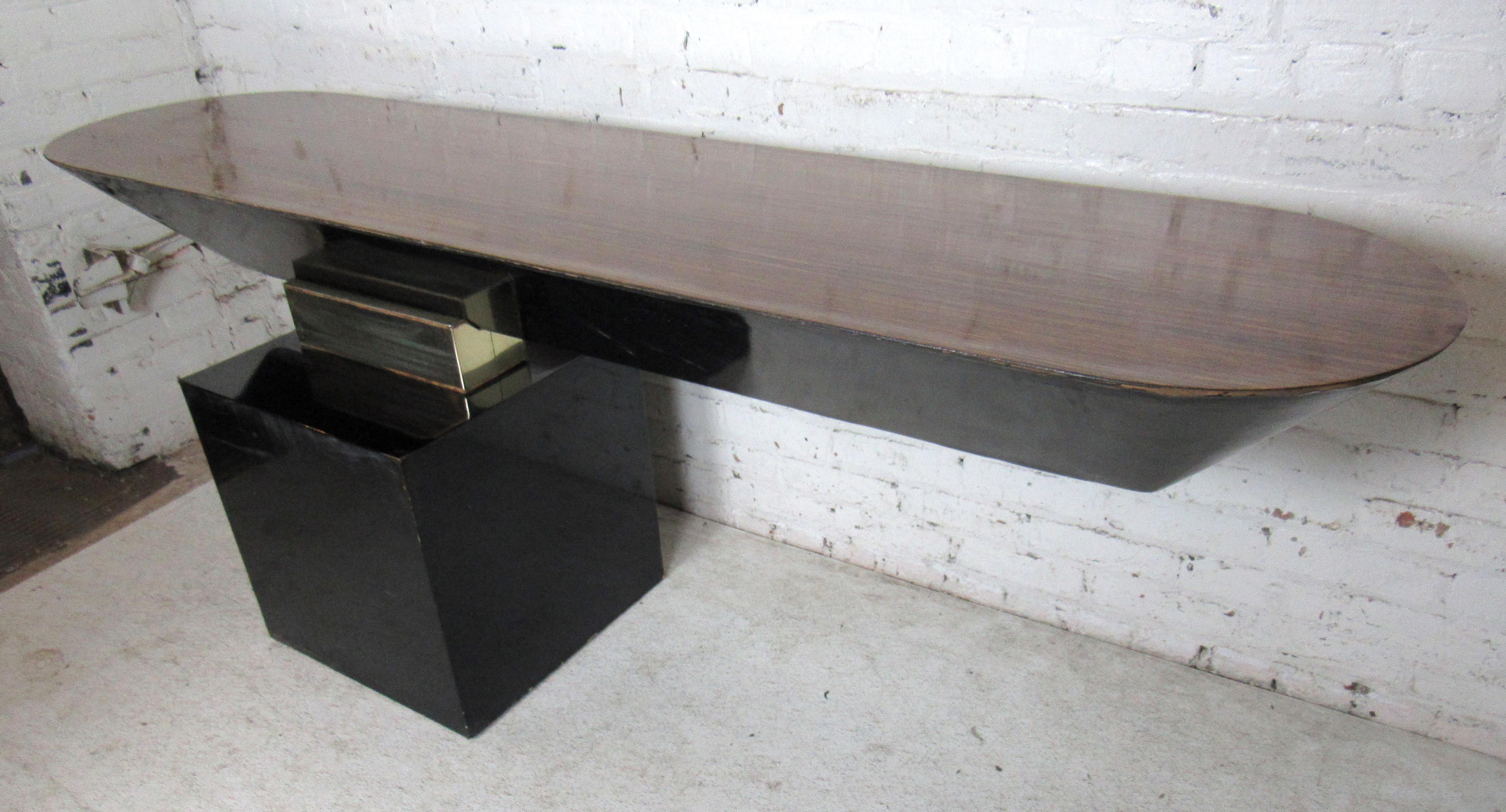 Wood Mid-Century Modern Floating Desk