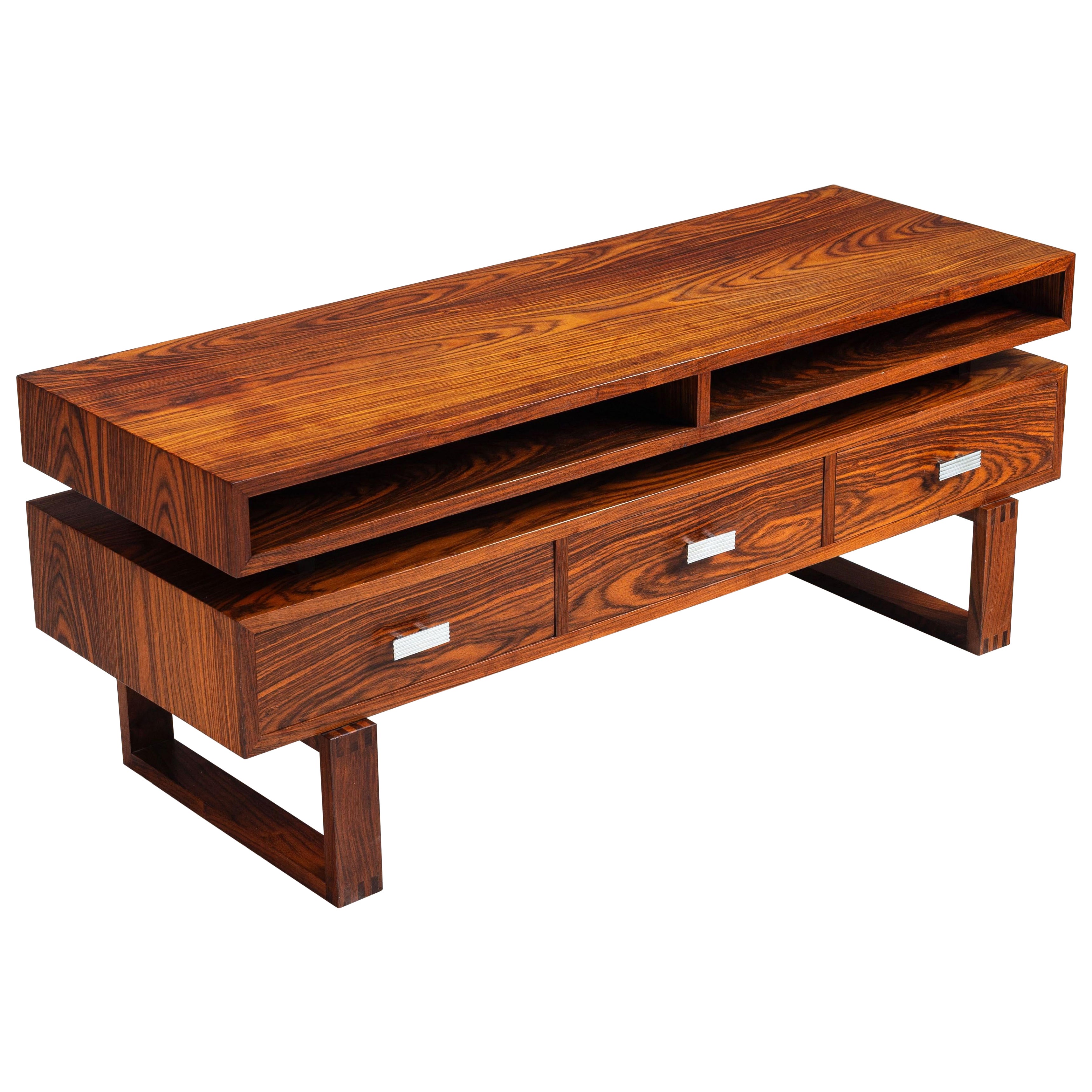 Mid-Century modern floating media console in rosewood Denmark 1960