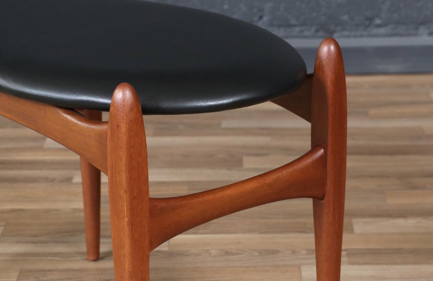 Leather Mid-Century Modern Floating Seat Stool by Elliots of Newbury For Sale