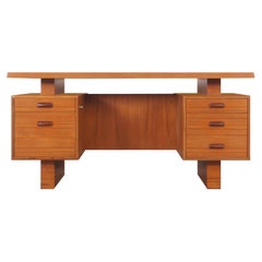 Mid-Century Modern Schwebeplatte Teak Schreibtisch