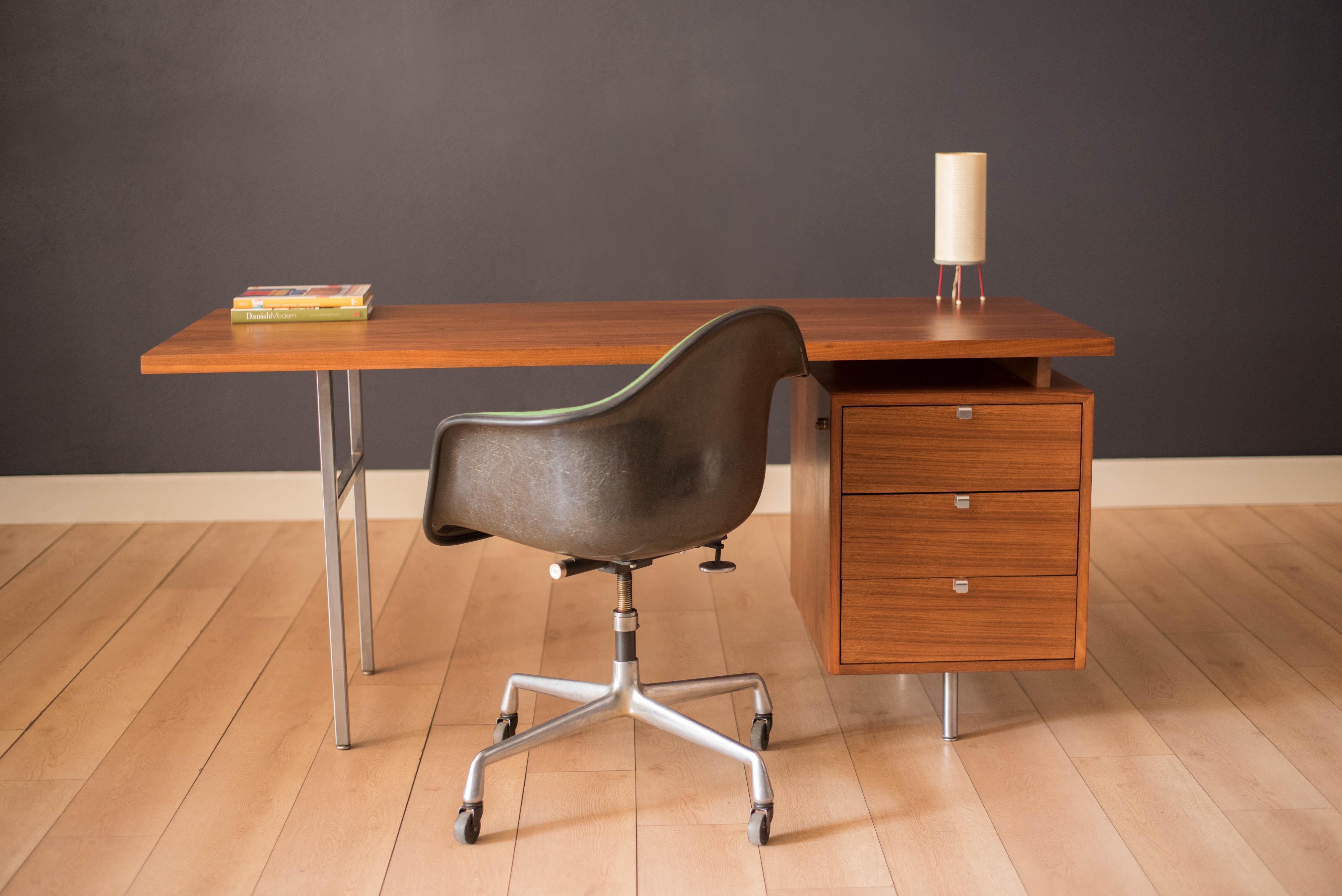American Mid-Century Modern Floating Top Walnut Desk by George Nelson for Herman Miller