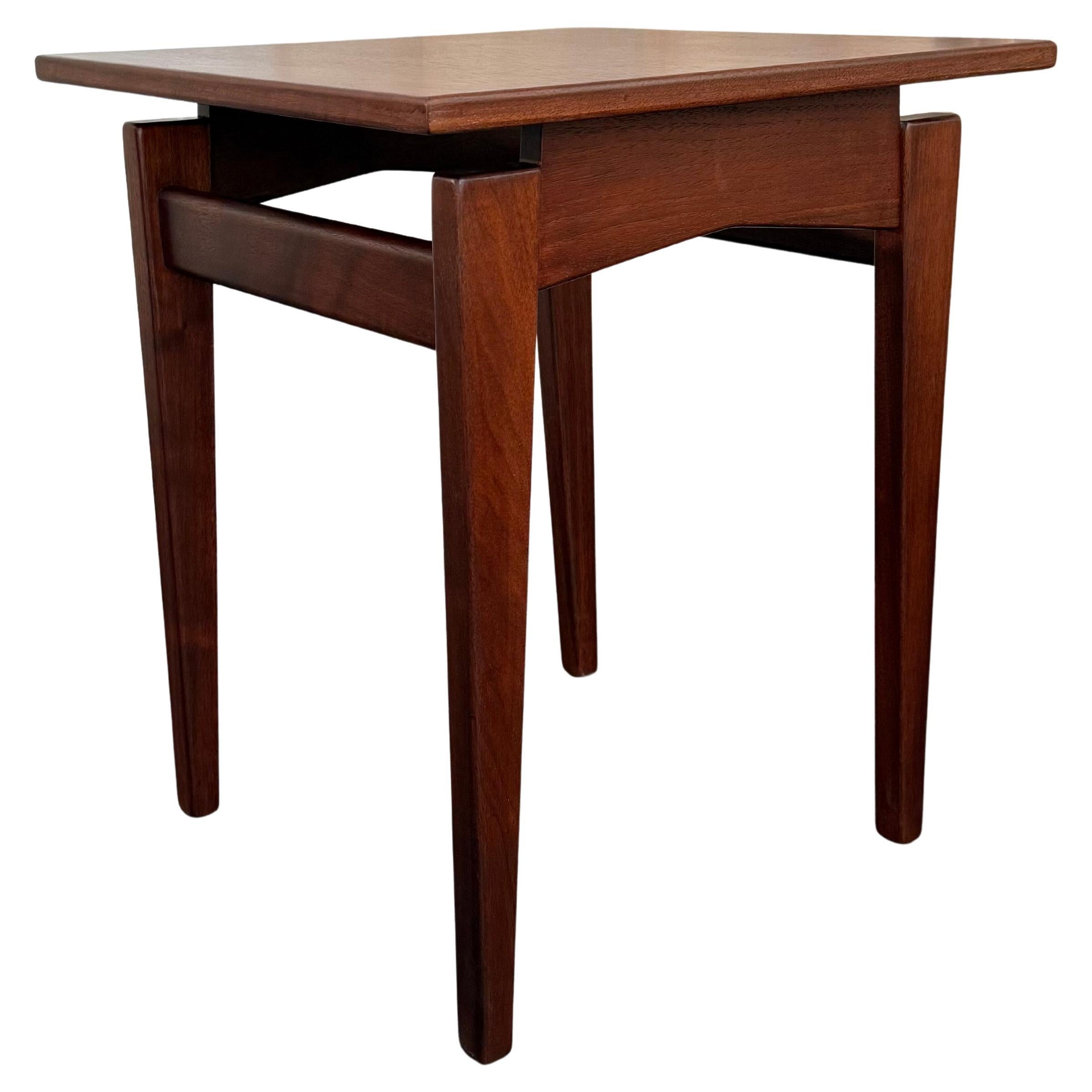 Mid-Century Modern Floating Top Walnut Side Table By Jens Risom