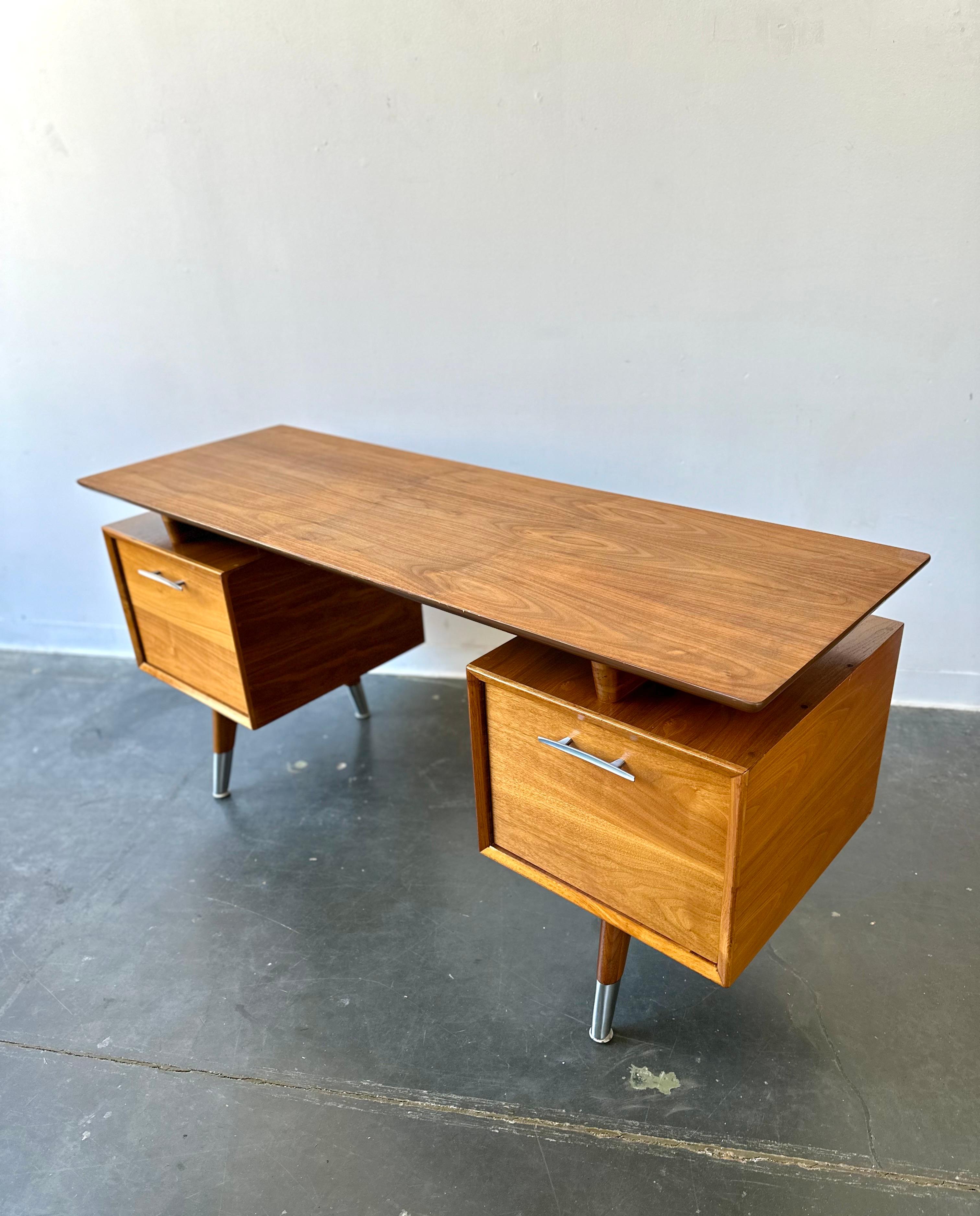 Mid-Century Modern Mid Century Modern Floating Walnut Desk
