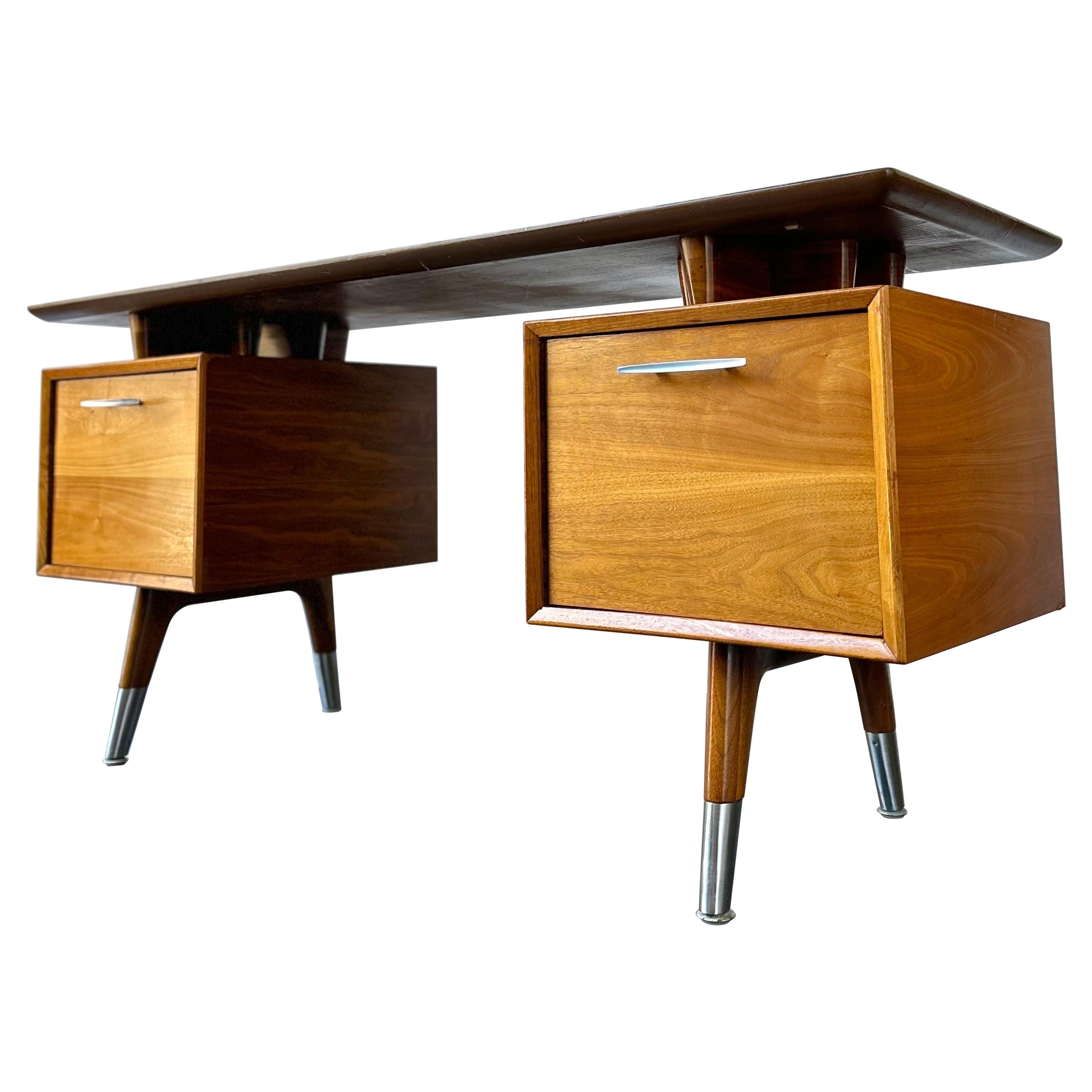 Mid Century Modern Floating Walnut Desk