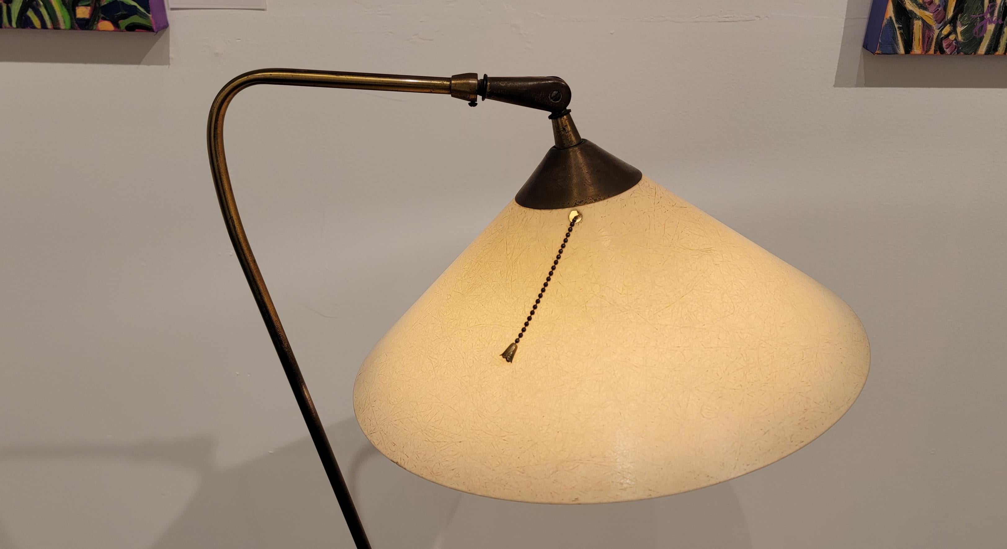 Mid-Century Modern Floor / Bridge Lamp Fiberglass & Walnut For Sale 3