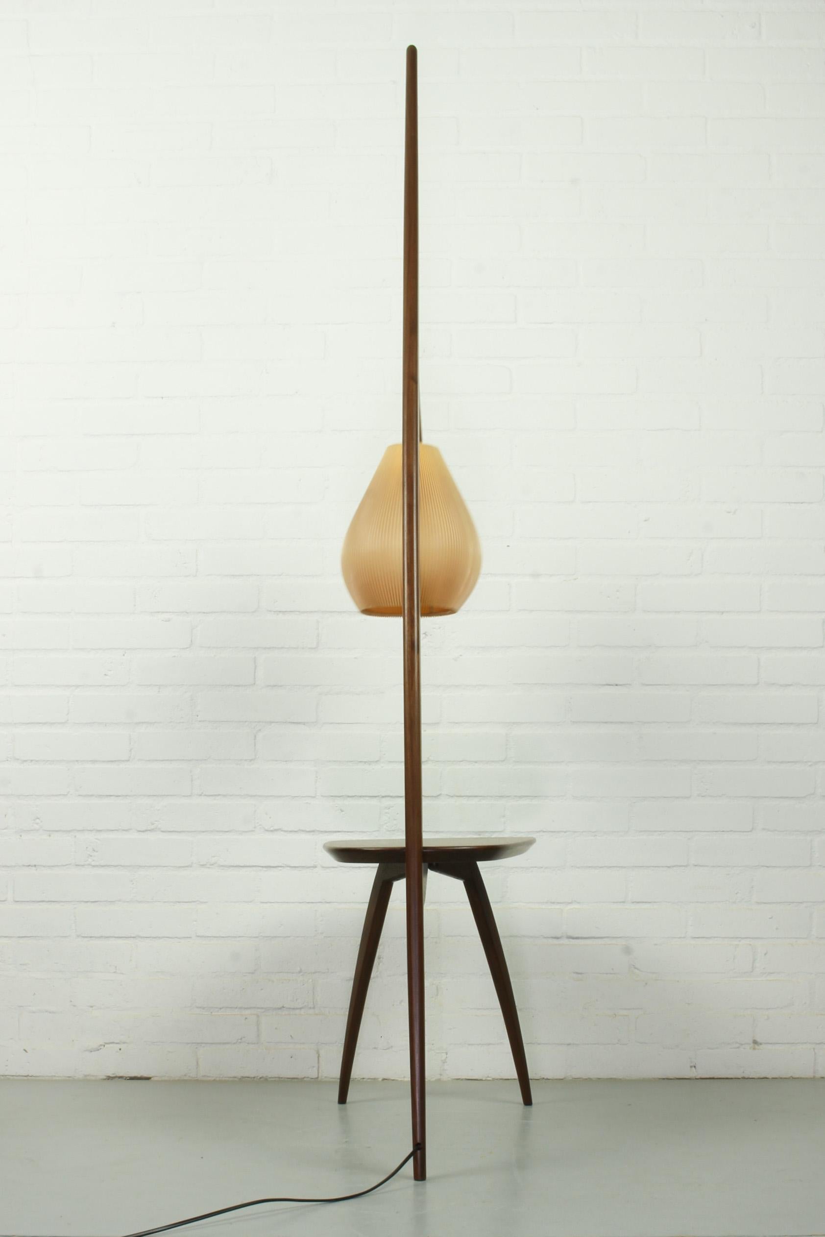 Dutch Mid-Century Modern Floor Lamp and American Nut Table