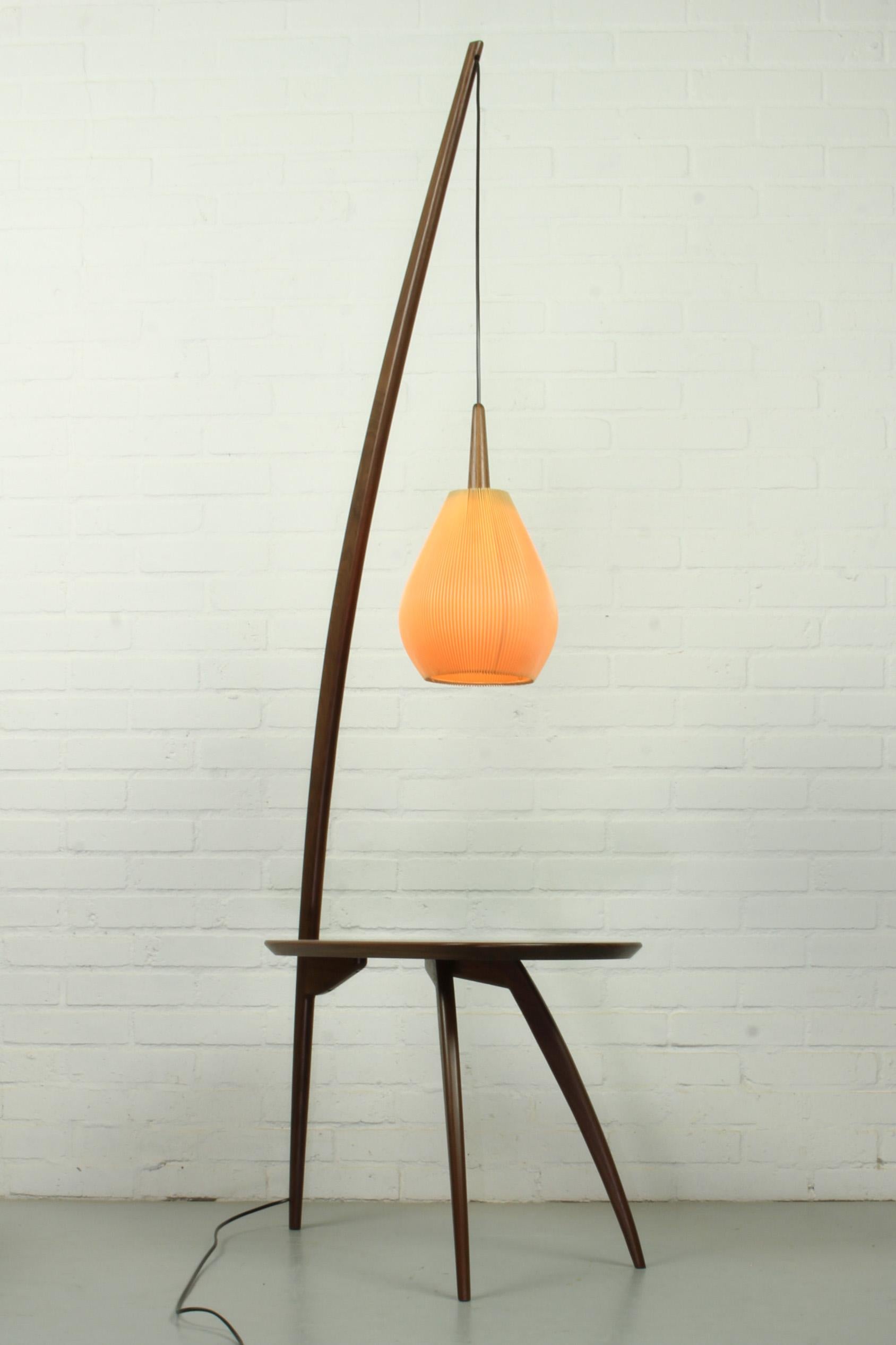 20th Century Mid-Century Modern Floor Lamp and American Nut Table
