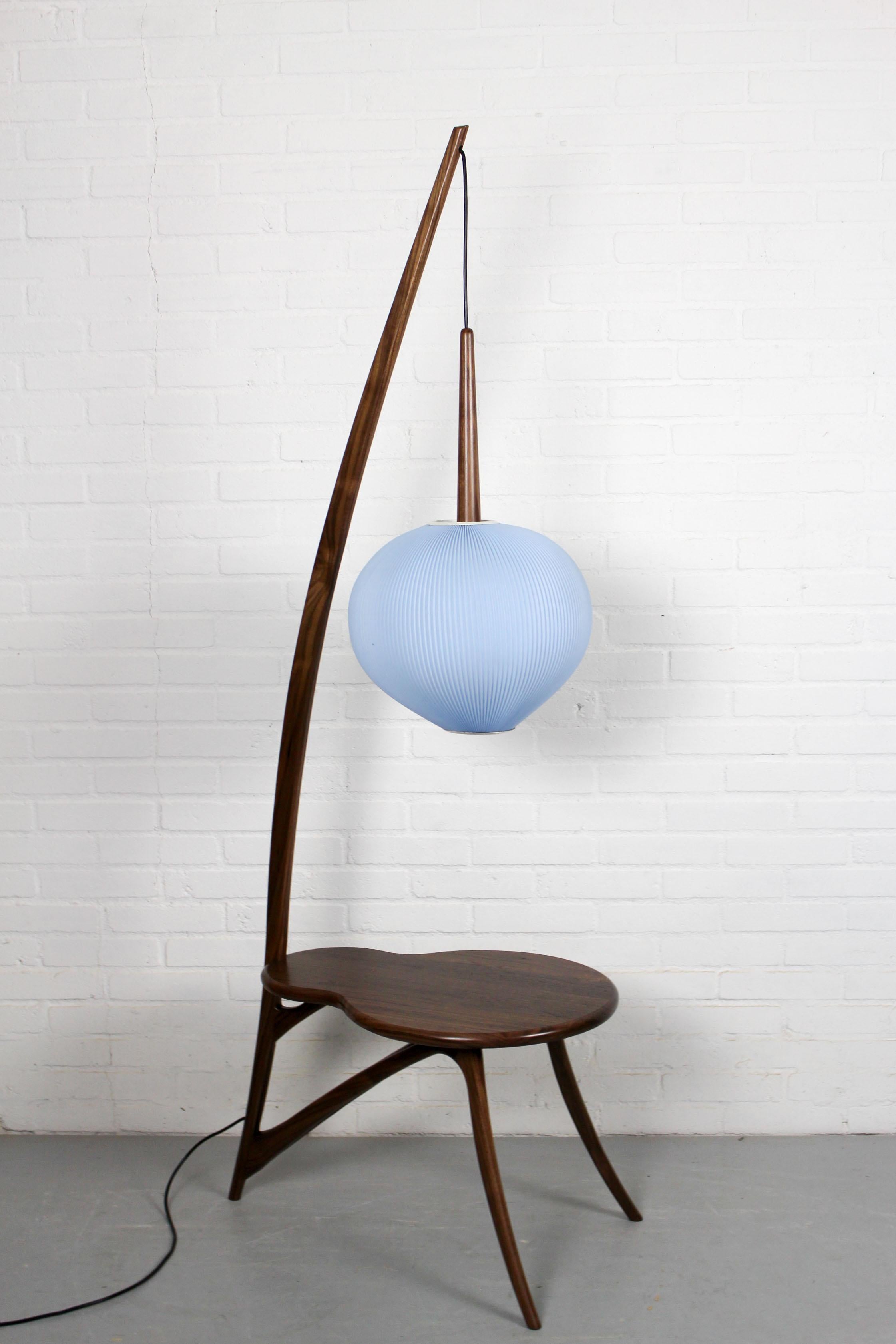 Contemporary Mid-Century Modern Floor Lamp and American Nut Table